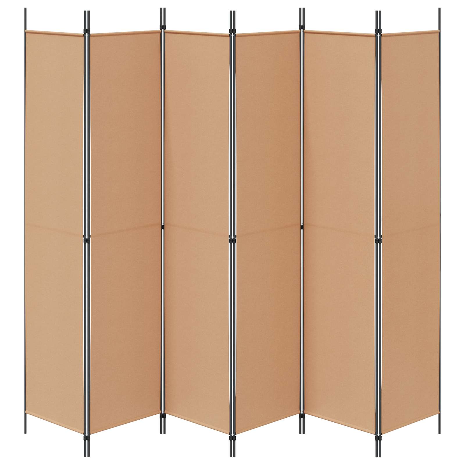 6-teiliger Raumtrenner Beige 300 x 220 cm Stoff