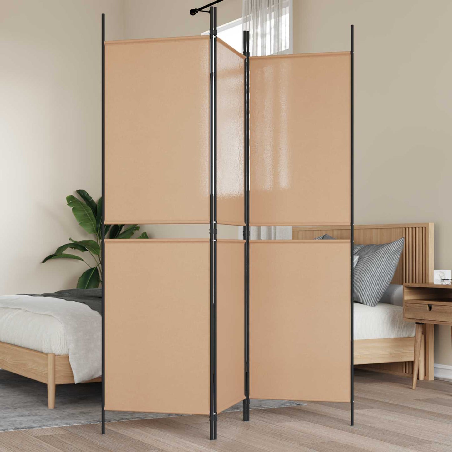 3-teiliger Raumteiler Beige 150 x 180 cm Stoff
