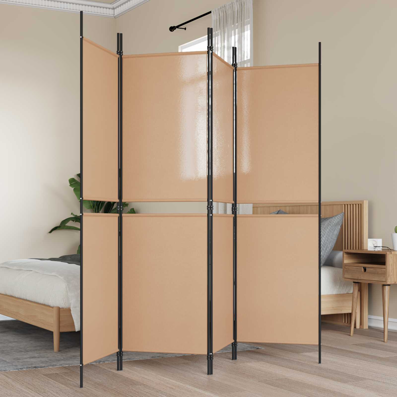 4-teiliger Raumteiler Beige 200 x 180 cm Stoff