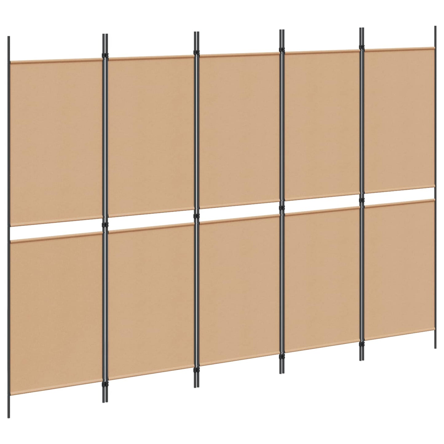 5-teiliger Raumteiler Beige 250 x 180 cm Stoff