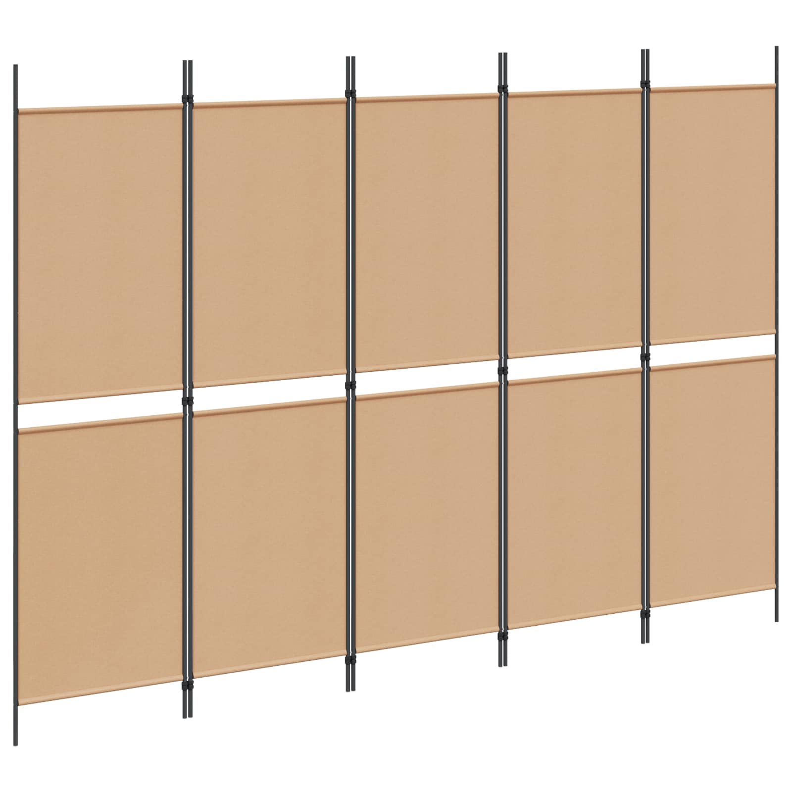 5-teiliger Raumteiler Beige 250 x 180 cm Stoff
