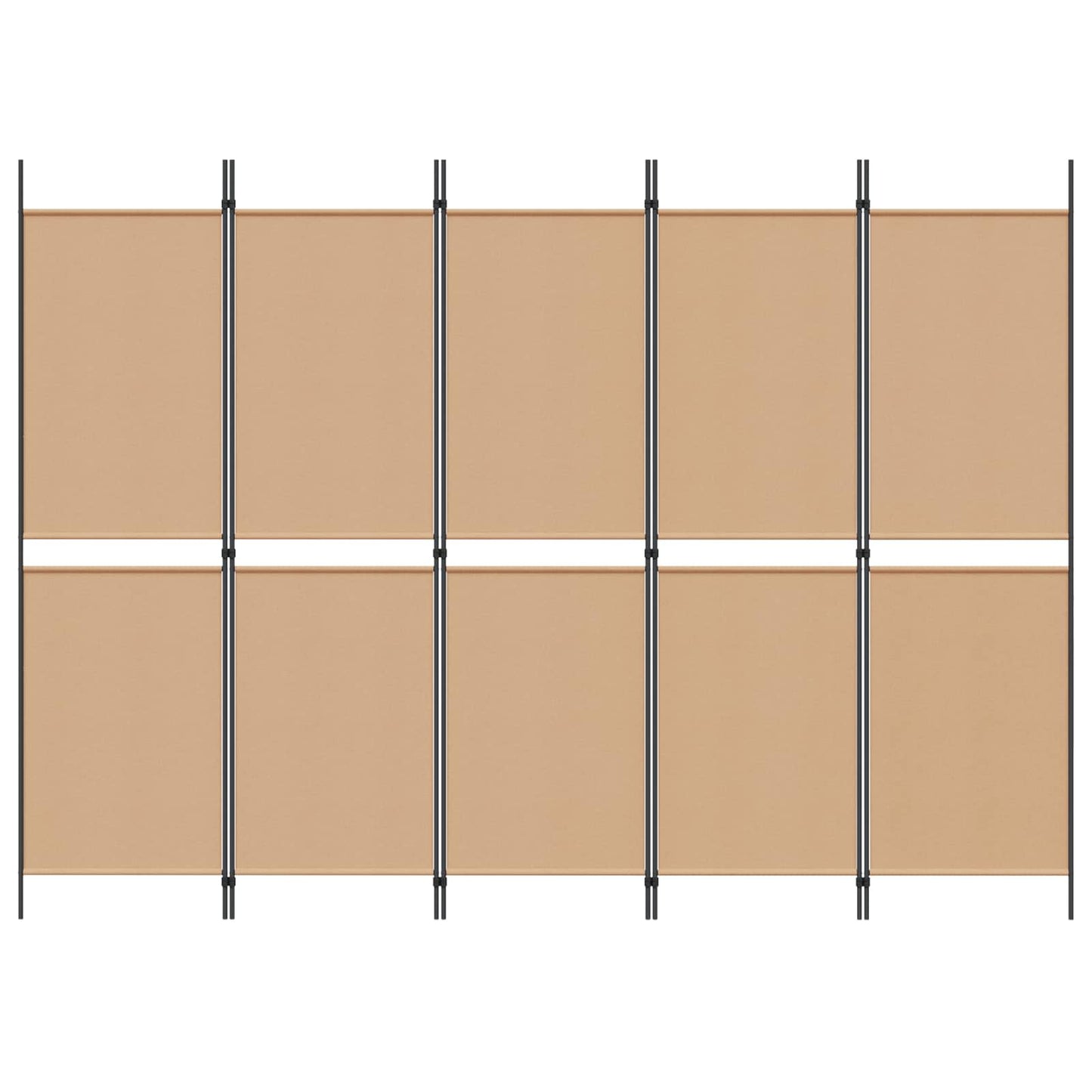 5-teiliger Raumteiler Beige 250 x 180 cm Stoff