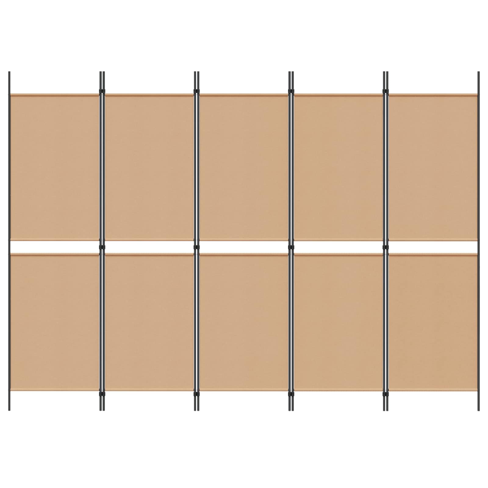 5-teiliger Raumteiler Beige 250 x 180 cm Stoff