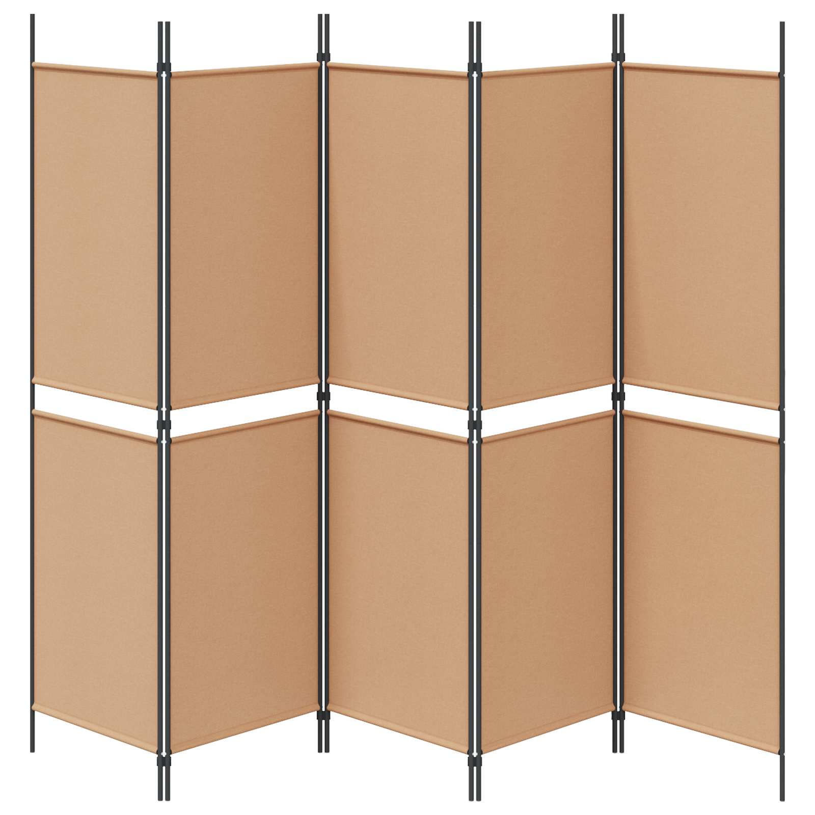 5-teiliger Raumteiler Beige 250 x 180 cm Stoff