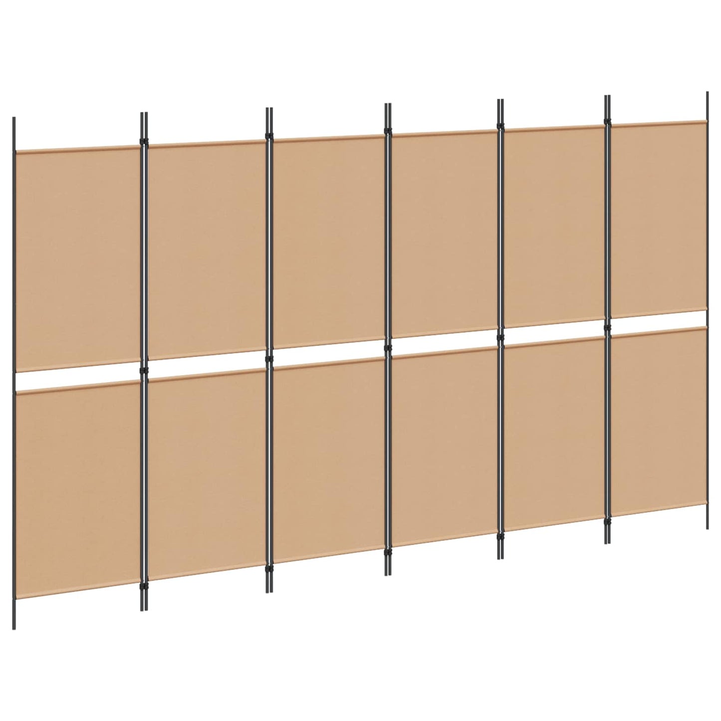 6-teiliger Raumtrenner Beige 300 x 180 cm Stoff