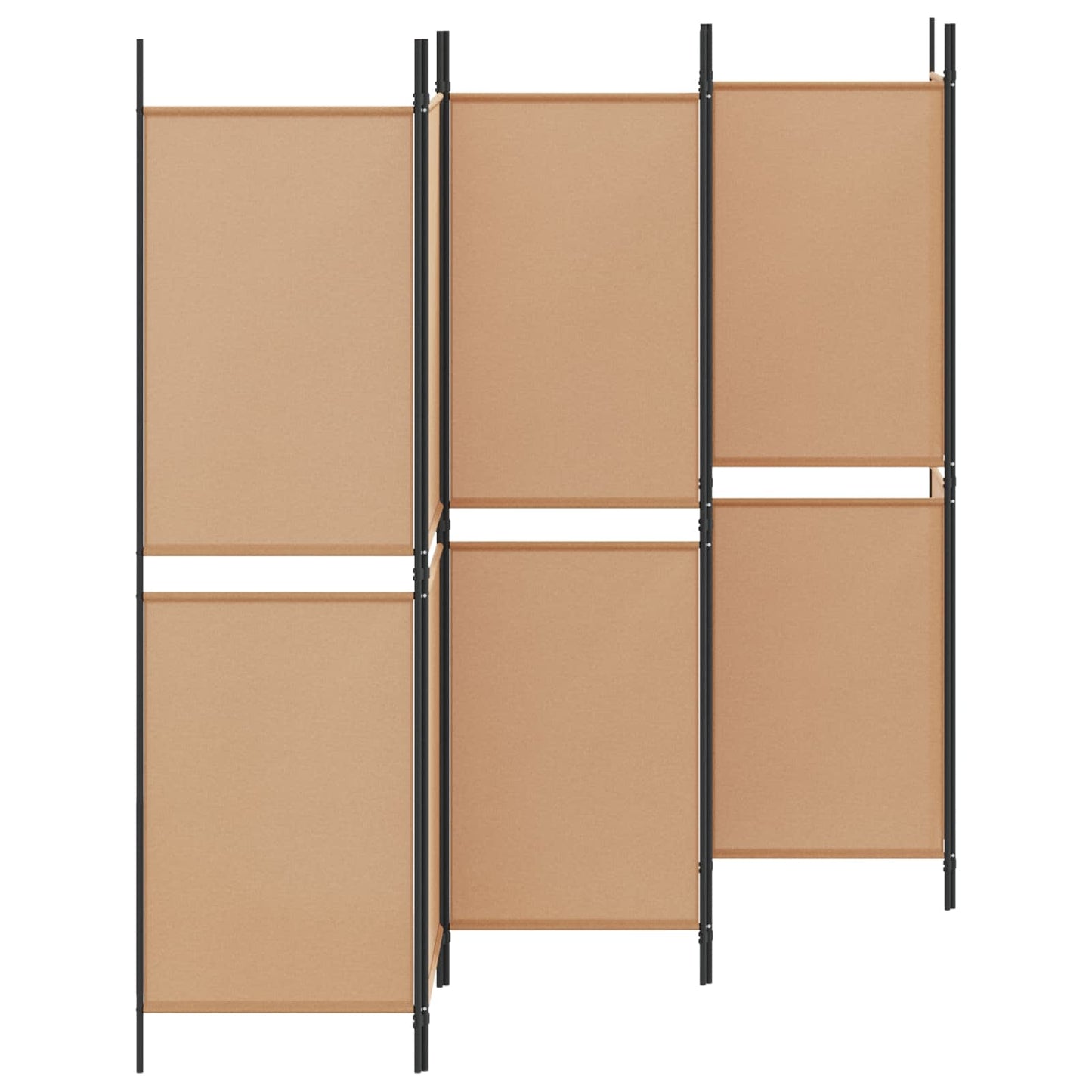 6-teiliger Raumtrenner Beige 300 x 180 cm Stoff