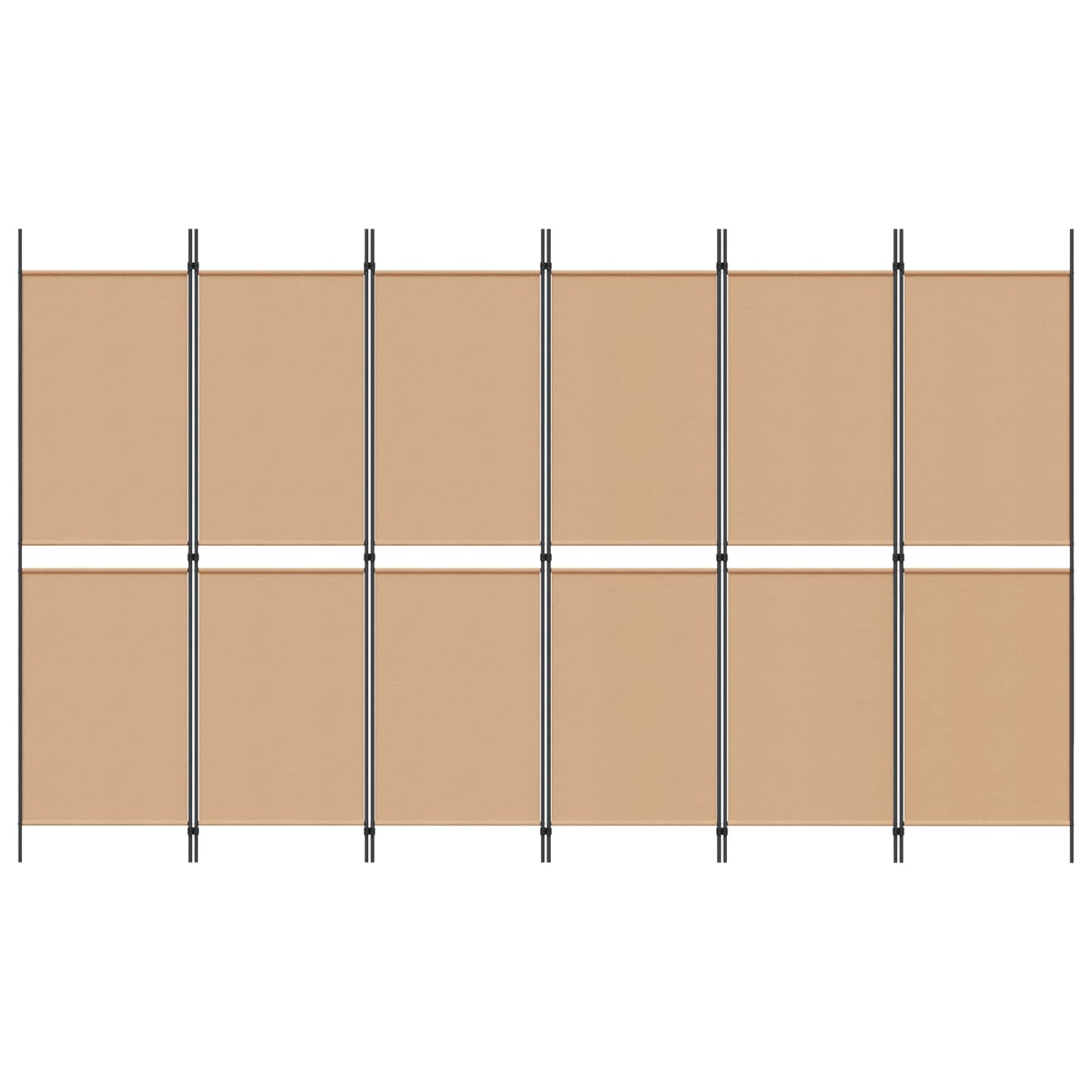 6-teiliger Raumtrenner Beige 300 x 180 cm Stoff
