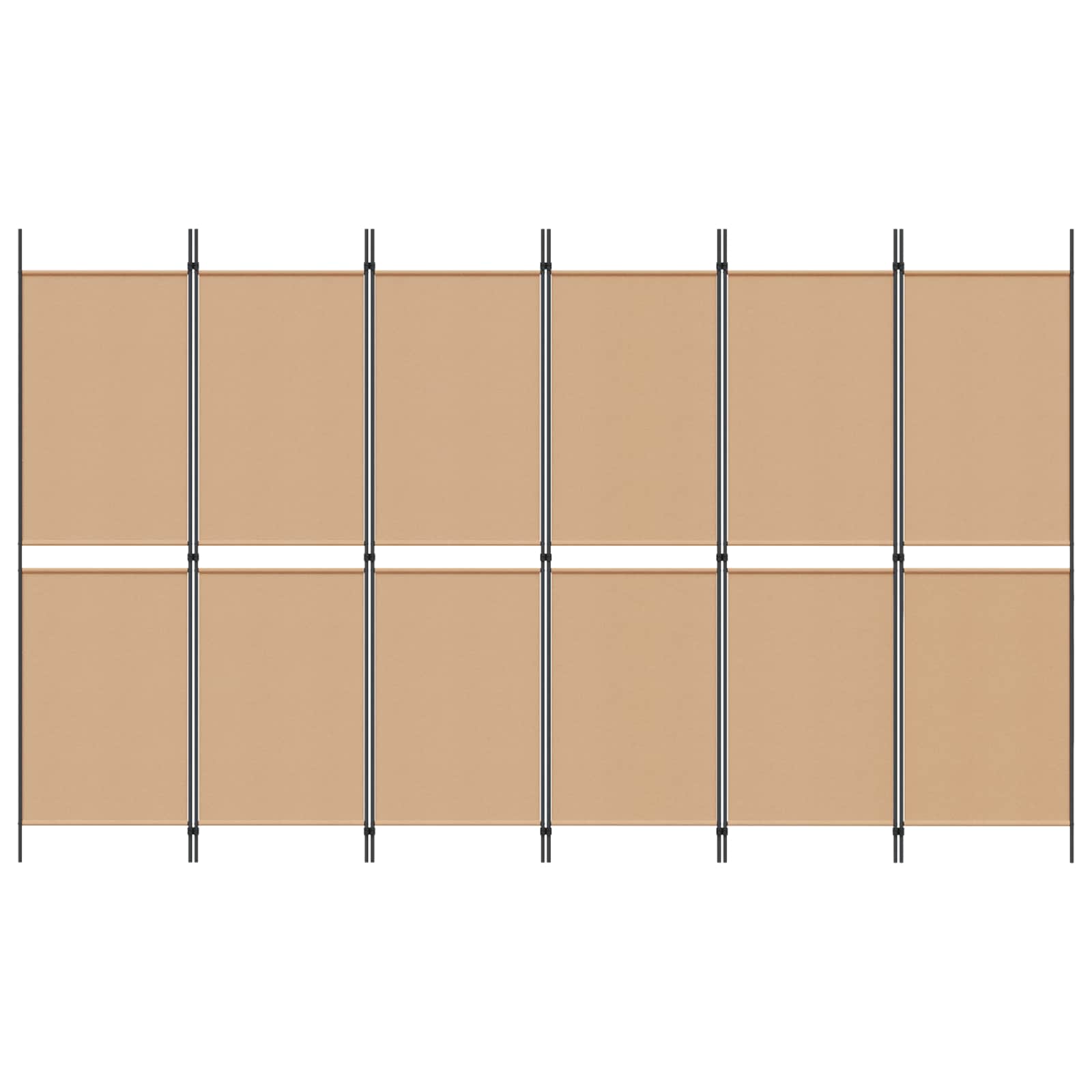 6-teiliger Raumtrenner Beige 300 x 180 cm Stoff