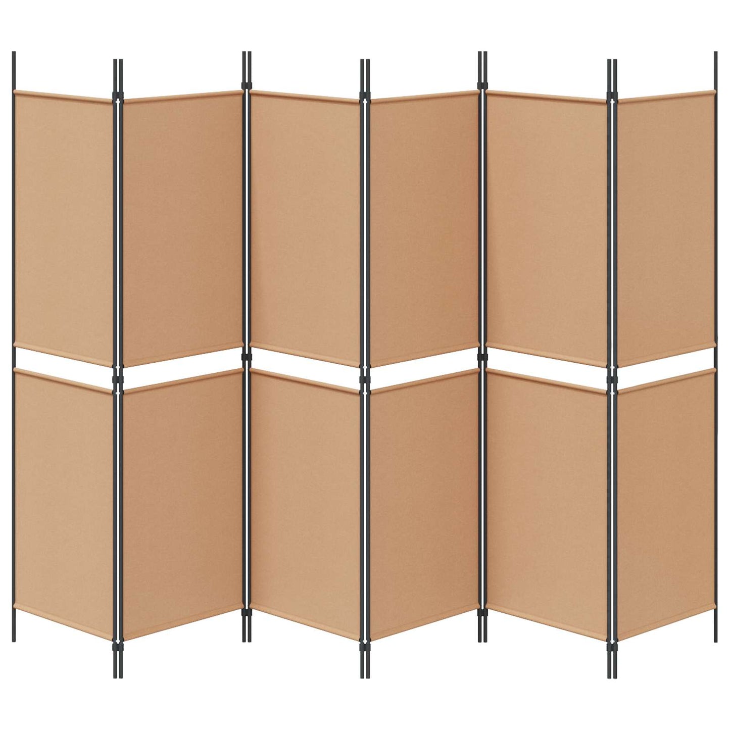 6-teiliger Raumtrenner Beige 300 x 180 cm Stoff