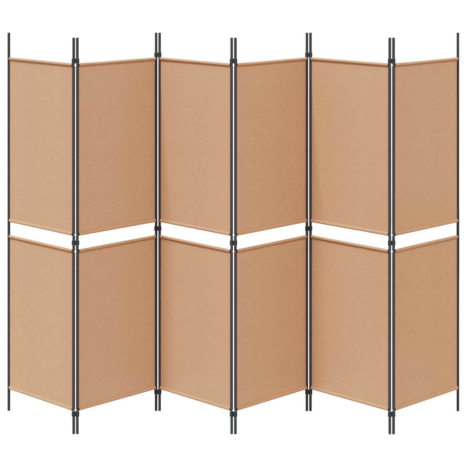 6-teiliger Raumtrenner Beige 300 x 180 cm Stoff