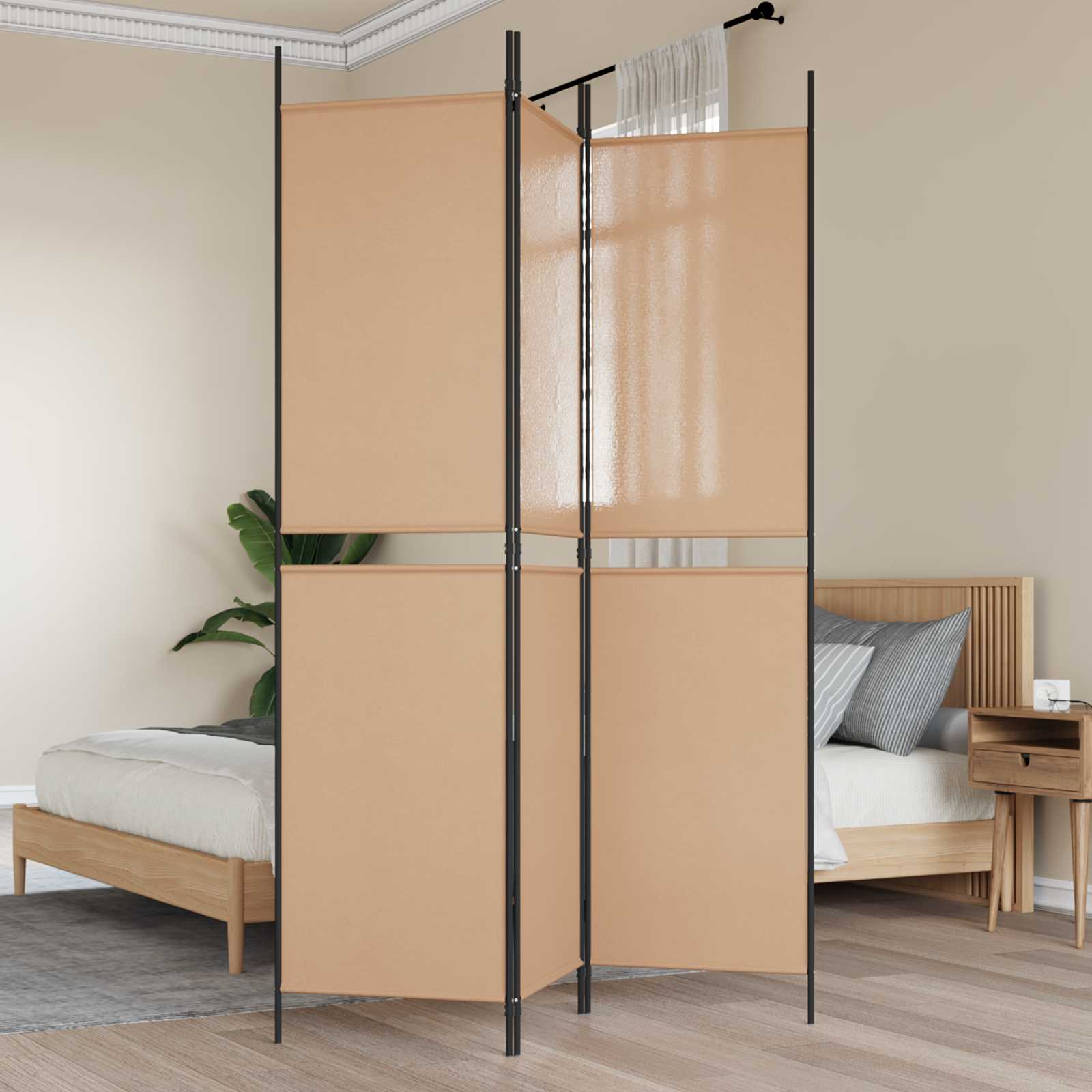 3-teiliger Raumteiler Beige 150 x 200 cm Stoff
