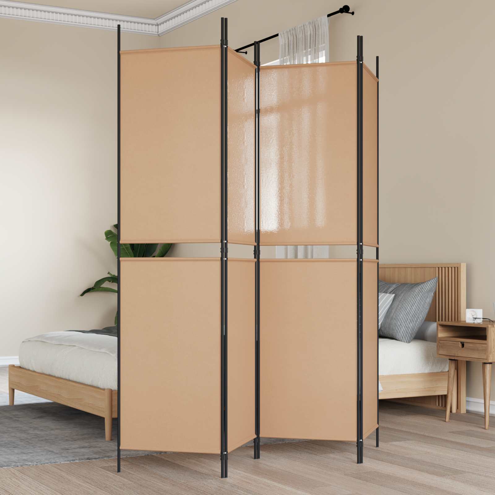 4-teiliger Raumteiler Beige 200 x 200 cm Stoff