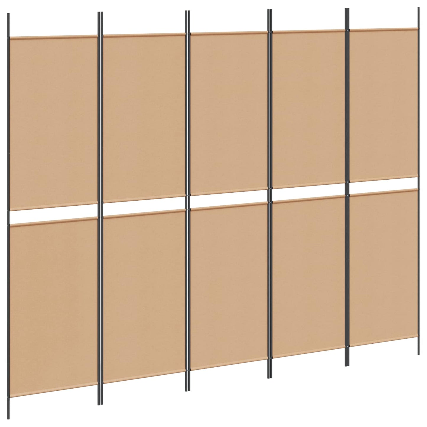 5-Panel Raumteiler Beige 250 x 200 cm Stoff