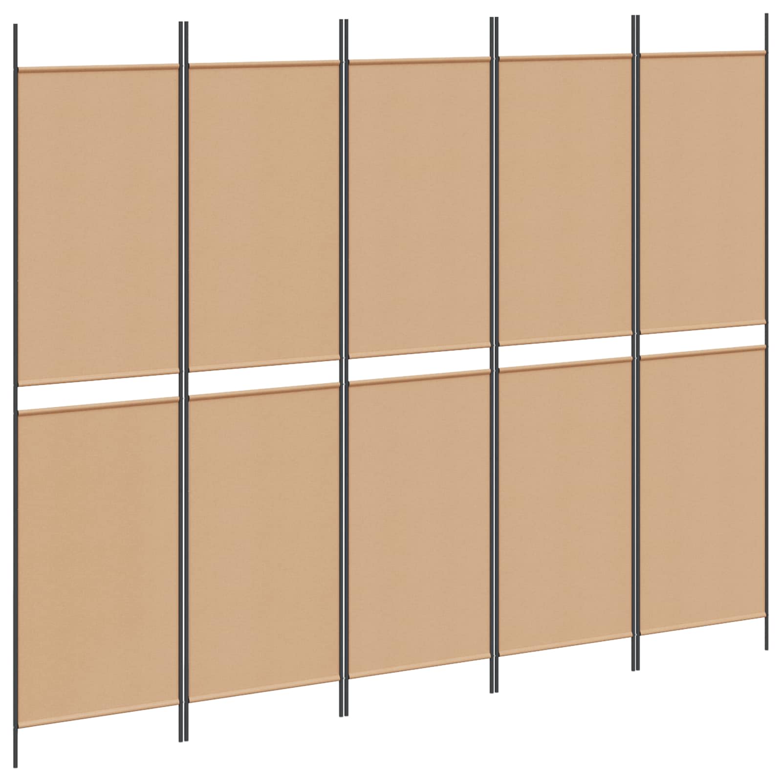 5-Panel Raumteiler Beige 250 x 200 cm Stoff