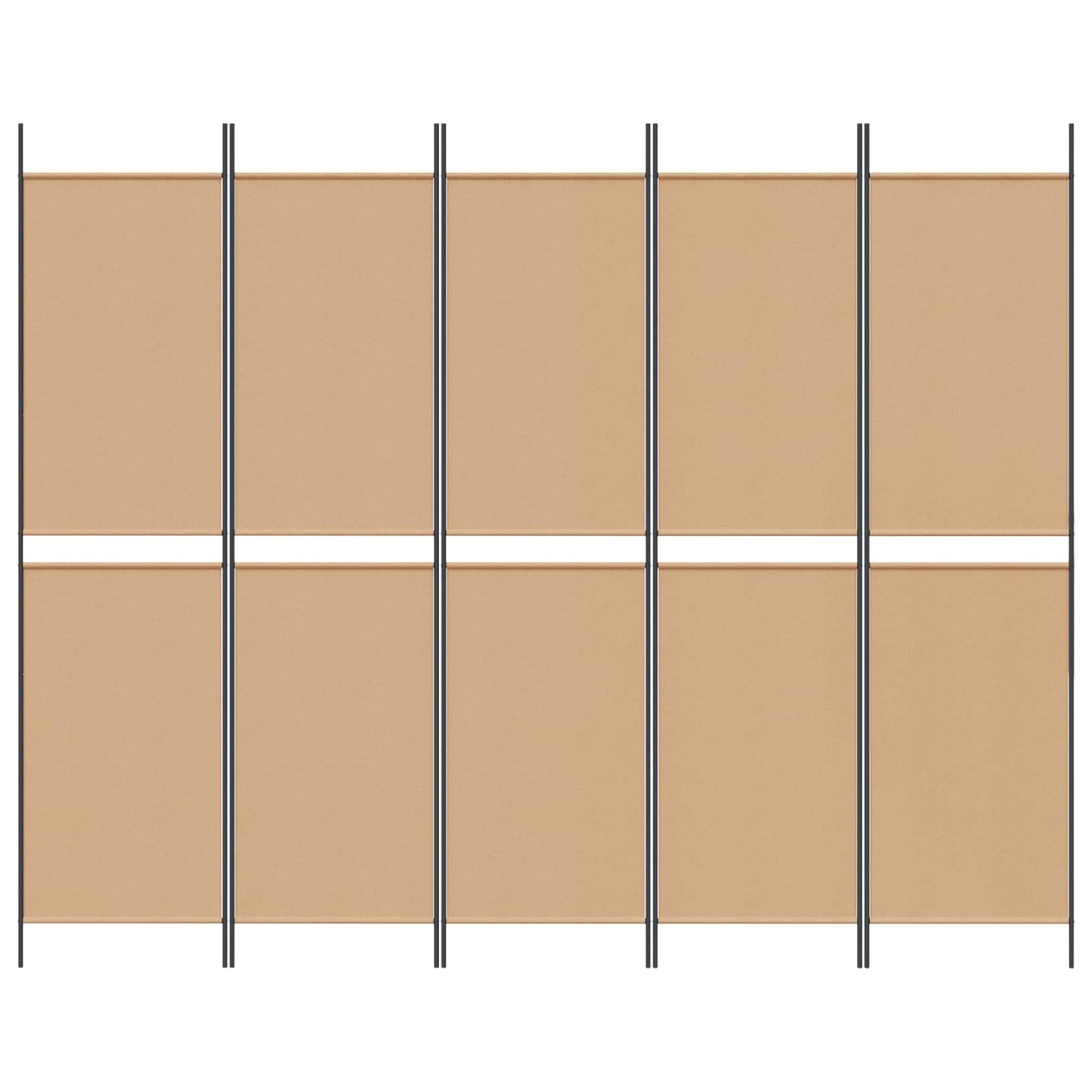 5-Panel Raumteiler Beige 250 x 200 cm Stoff