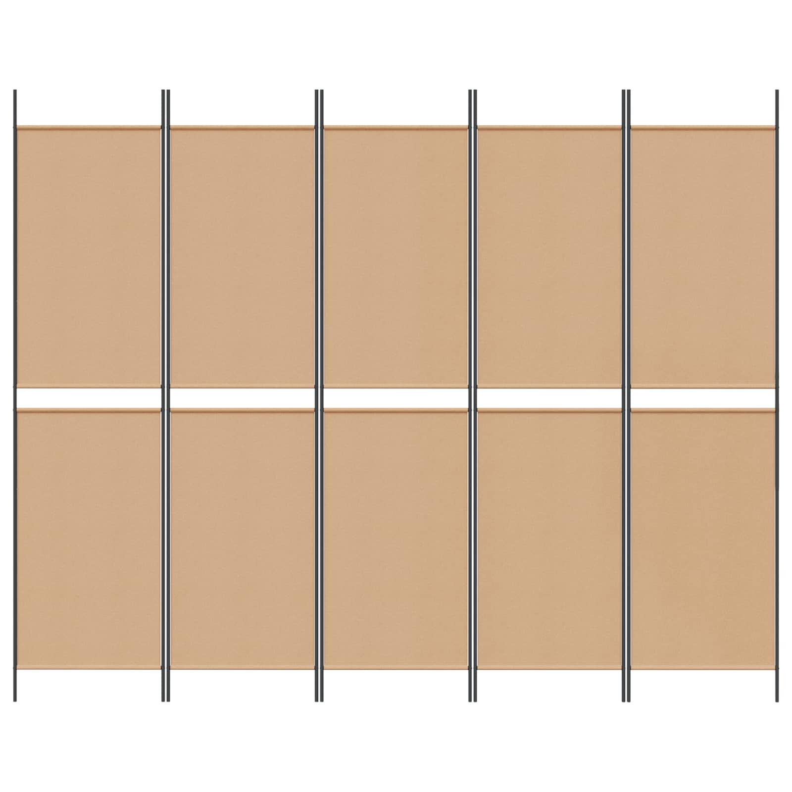 5-Panel Raumteiler Beige 250 x 200 cm Stoff