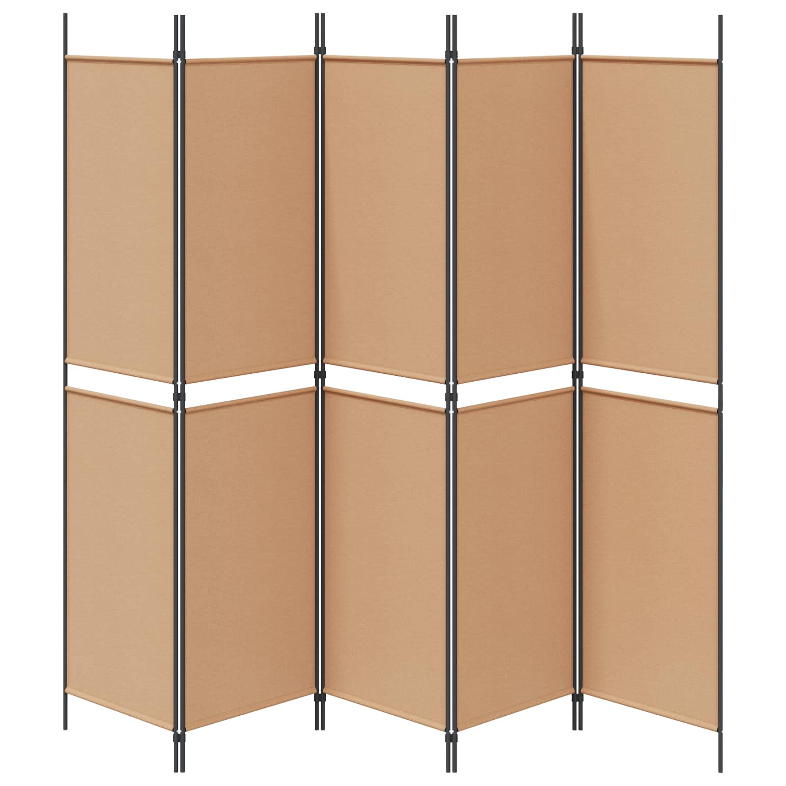 5-Panel Raumteiler Beige 250 x 200 cm Stoff