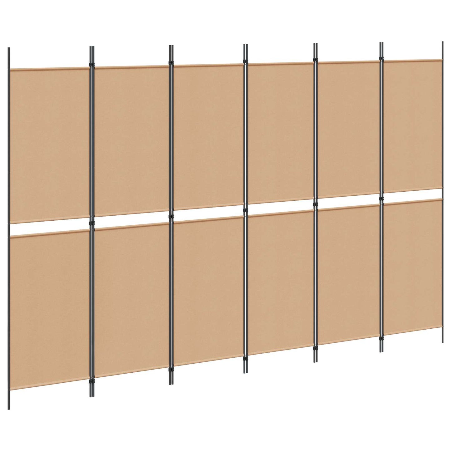 6-teiliger Raumtrenner Beige 300 x 200 cm Stoff