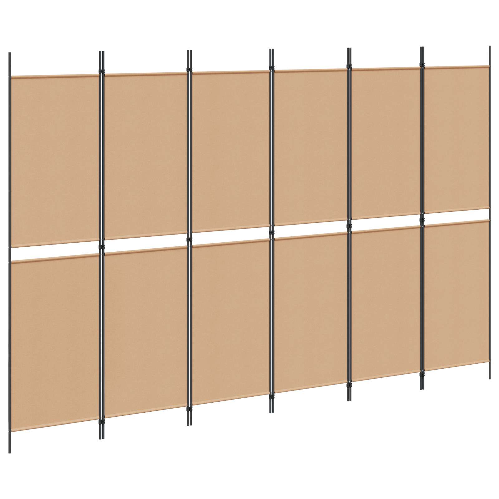 6-teiliger Raumtrenner Beige 300 x 200 cm Stoff