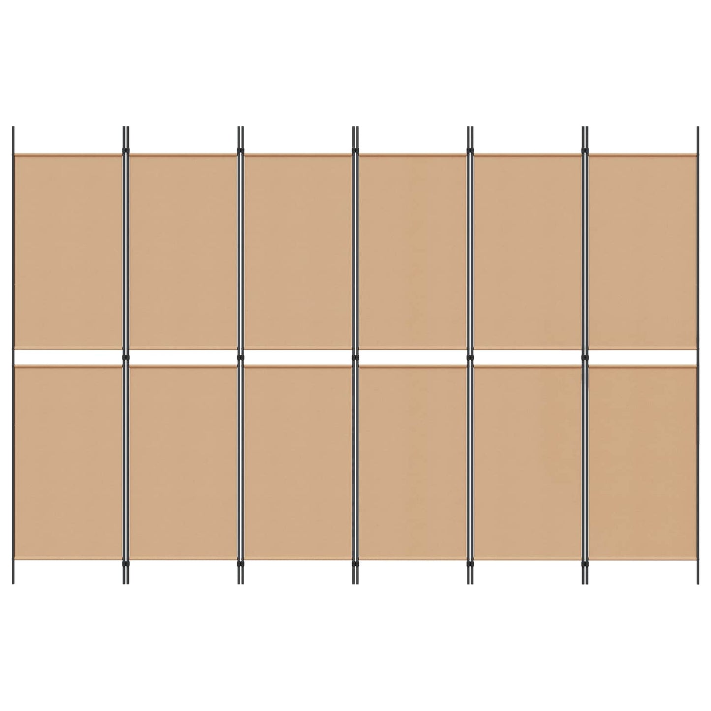 6-teiliger Raumtrenner Beige 300 x 200 cm Stoff