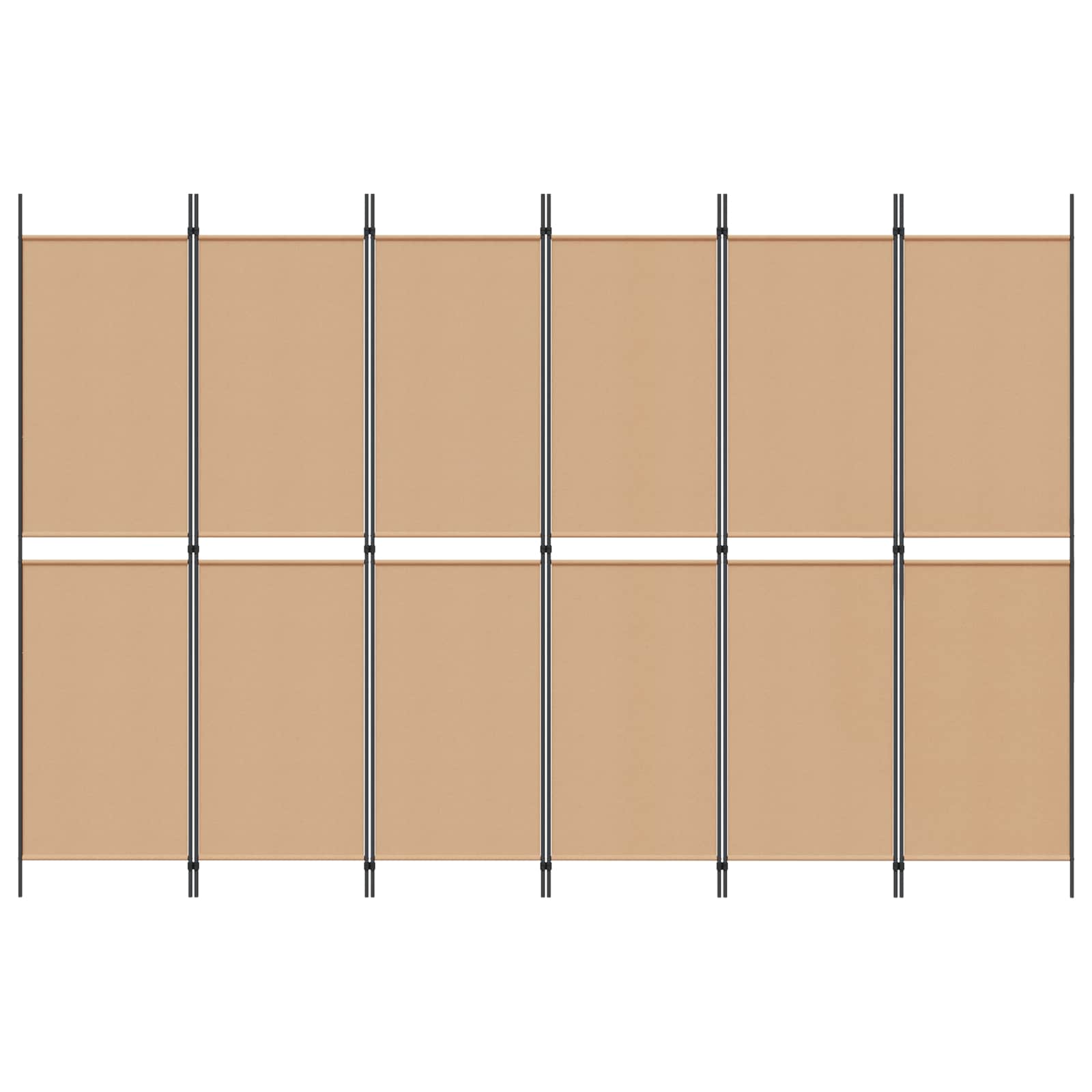 6-teiliger Raumtrenner Beige 300 x 200 cm Stoff
