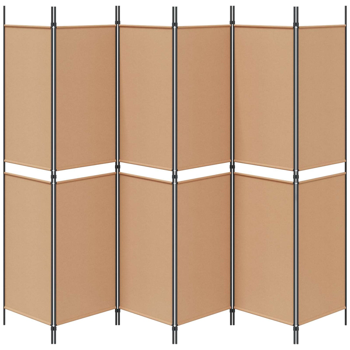 6-teiliger Raumtrenner Beige 300 x 200 cm Stoff