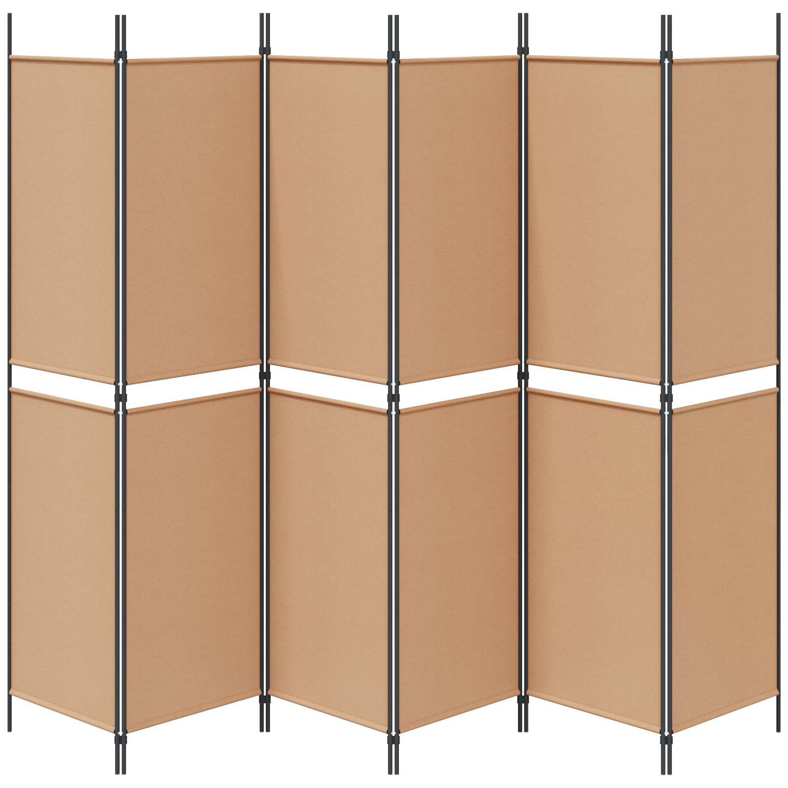 6-teiliger Raumtrenner Beige 300 x 200 cm Stoff