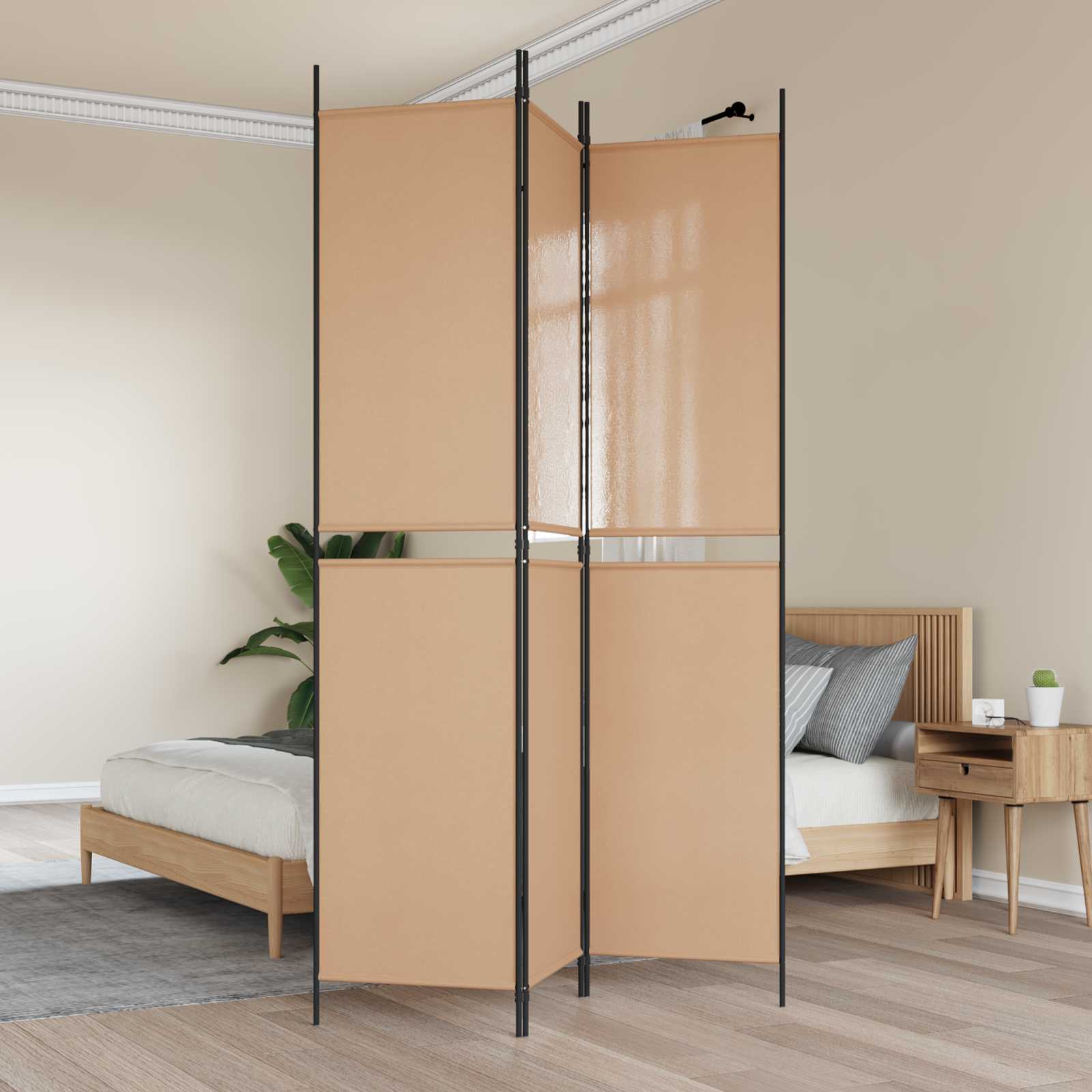 3-teiliger Raumteiler Beige 150 x 220 cm Stoff