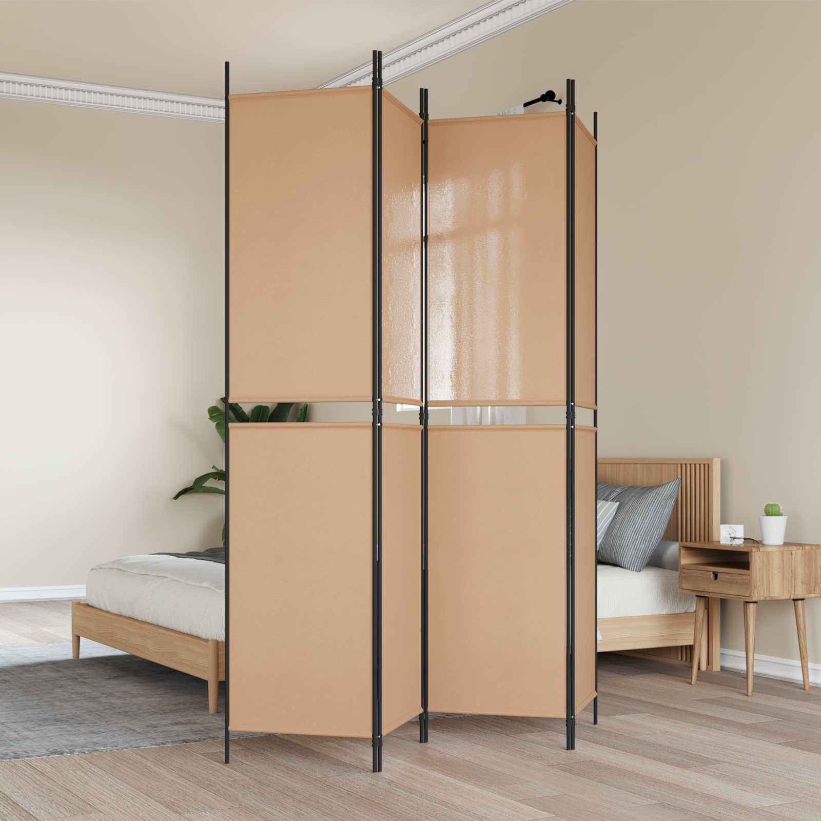4-teiliger Raumteiler Beige 200 x 220 cm Stoff