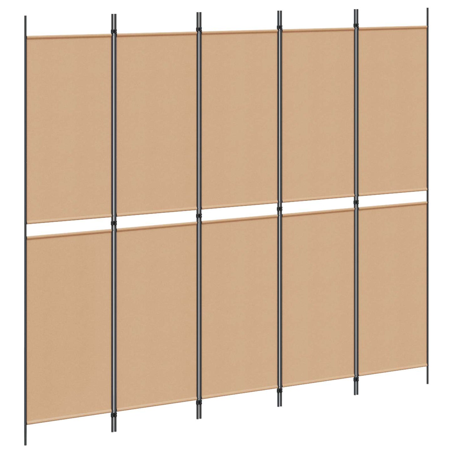 5-teiliger Raumteiler Beige 250 x 220 cm Stoff