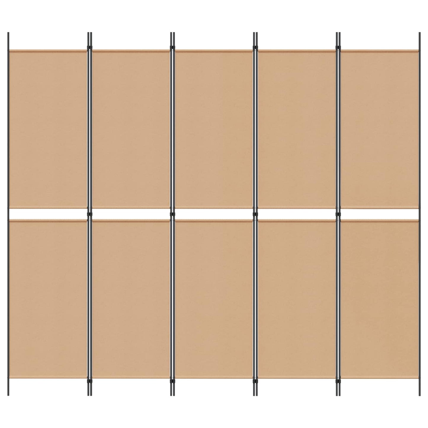 5-teiliger Raumteiler Beige 250 x 220 cm Stoff