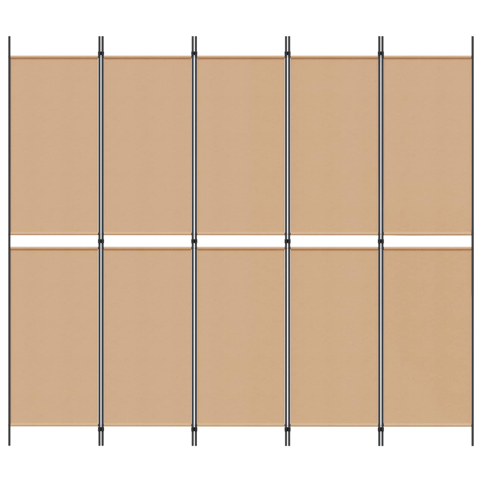 5-teiliger Raumteiler Beige 250 x 220 cm Stoff
