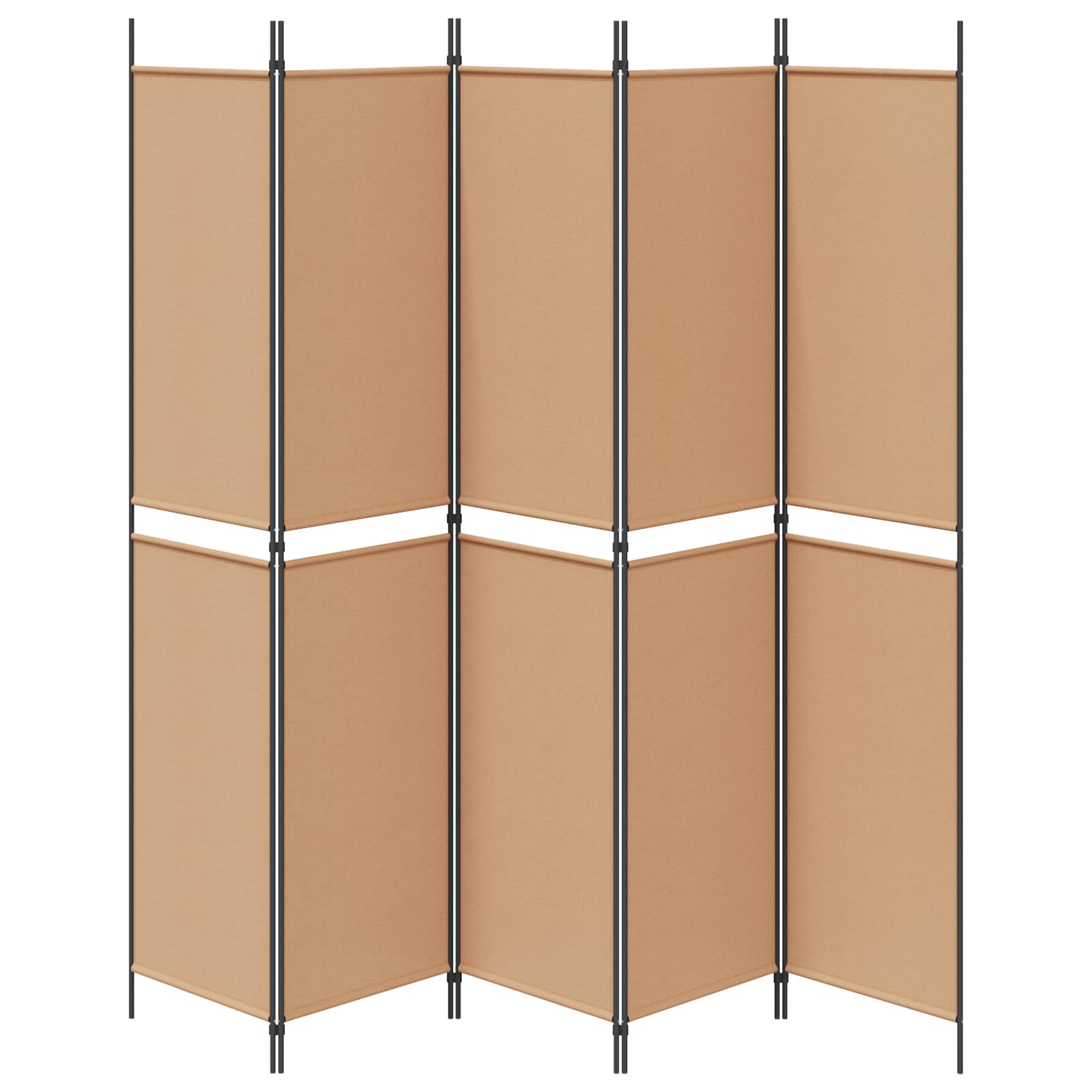 5-teiliger Raumteiler Beige 250 x 220 cm Stoff