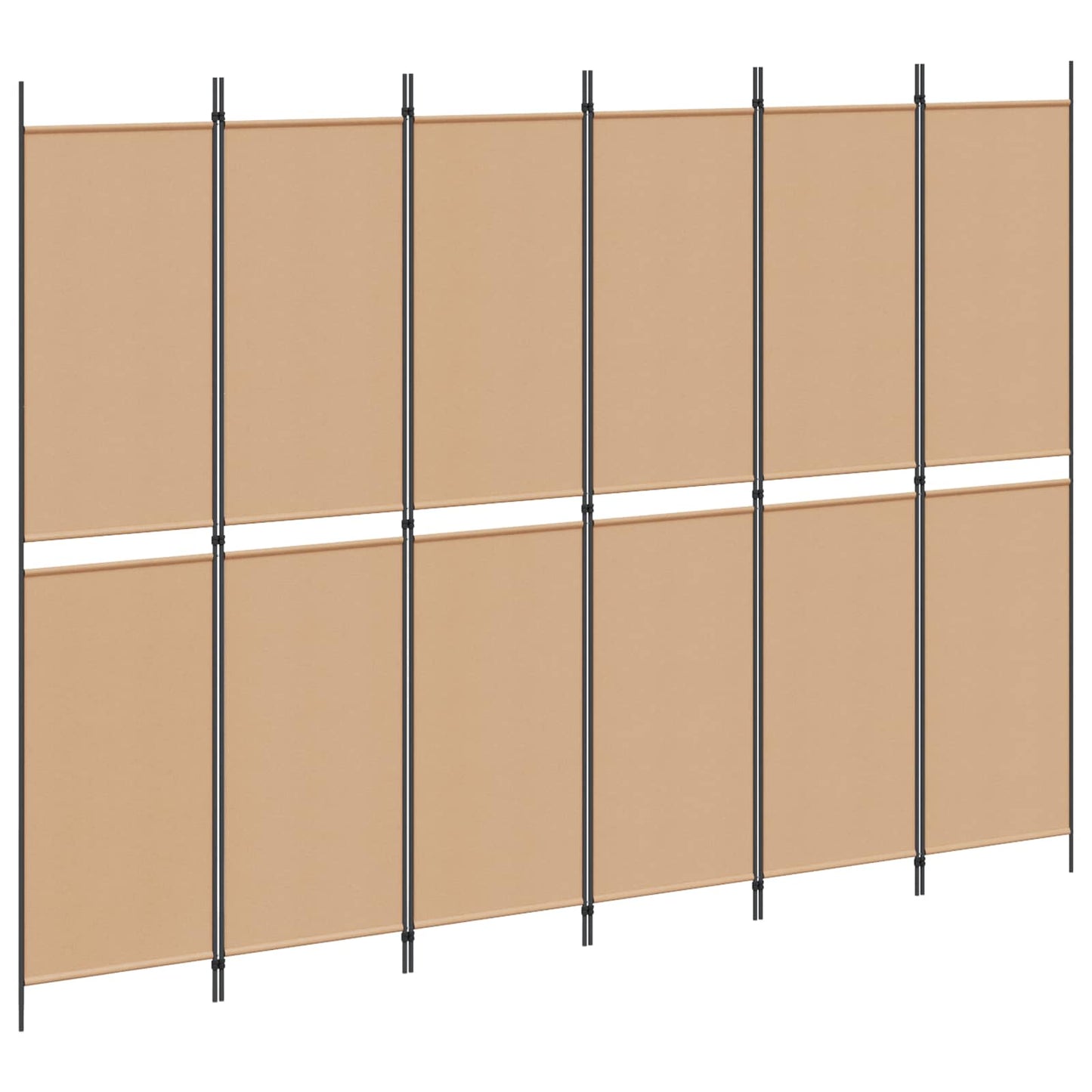 6-teiliger Raumtrenner Beige 300 x 220 cm Stoff