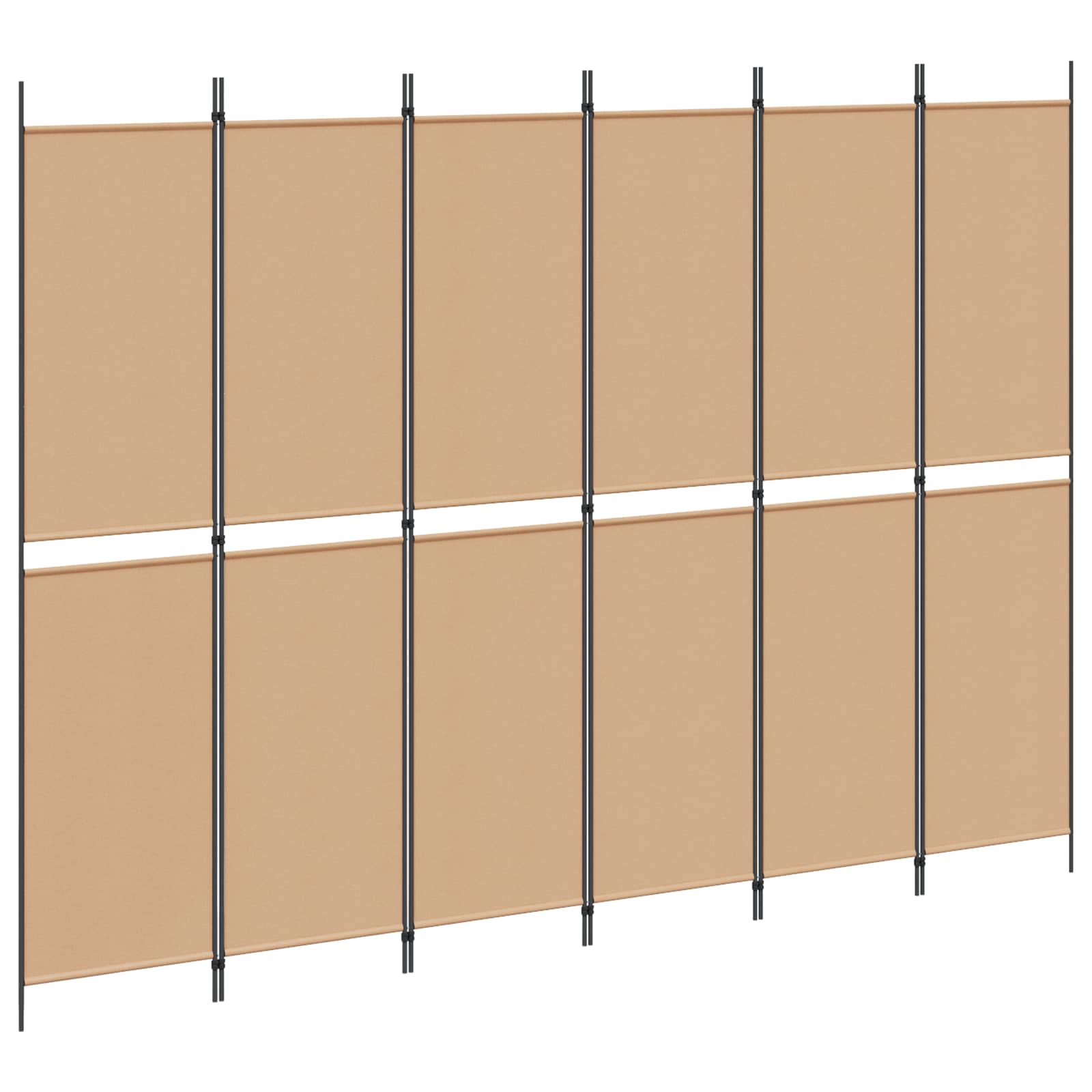 6-teiliger Raumtrenner Beige 300 x 220 cm Stoff