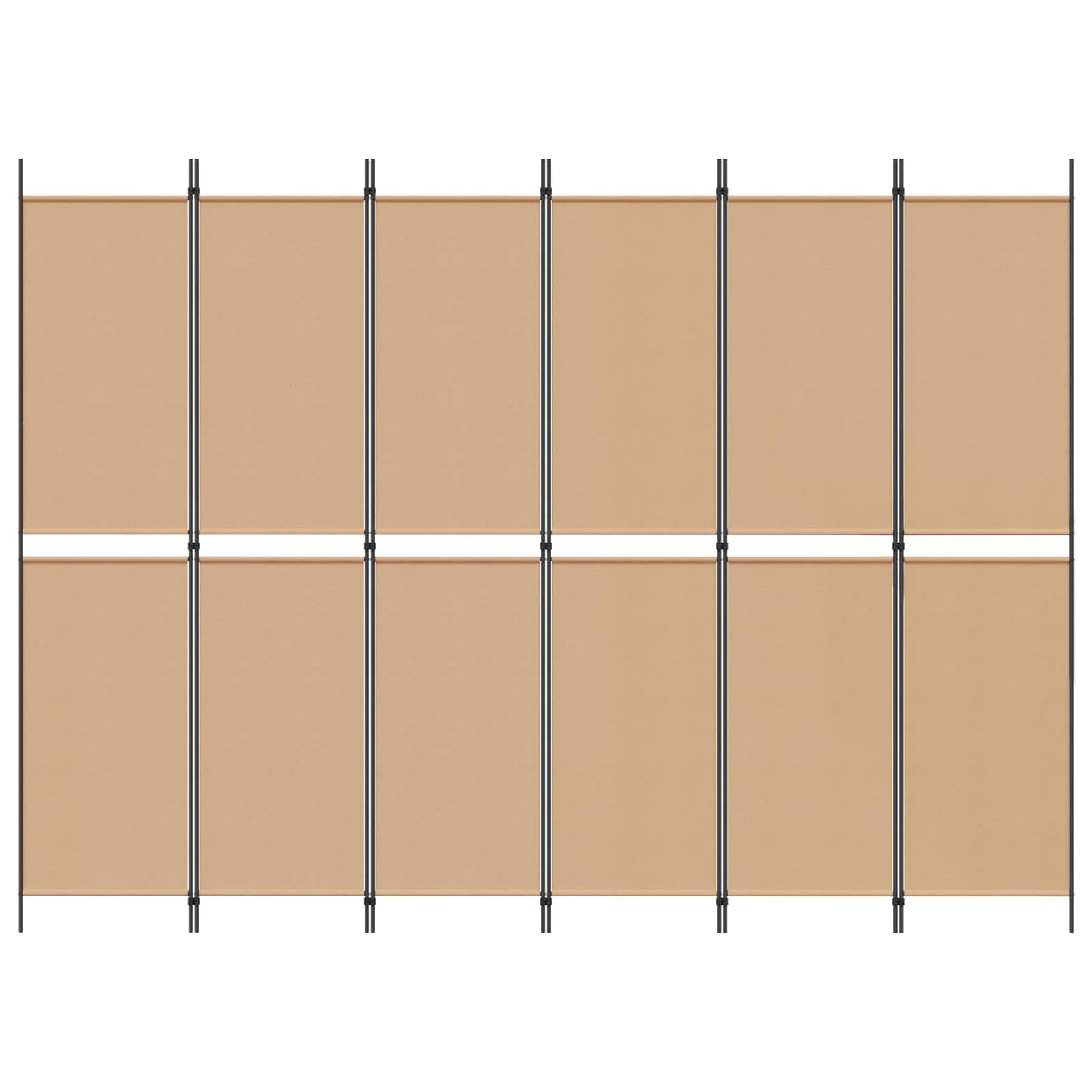 6-teiliger Raumtrenner Beige 300 x 220 cm Stoff