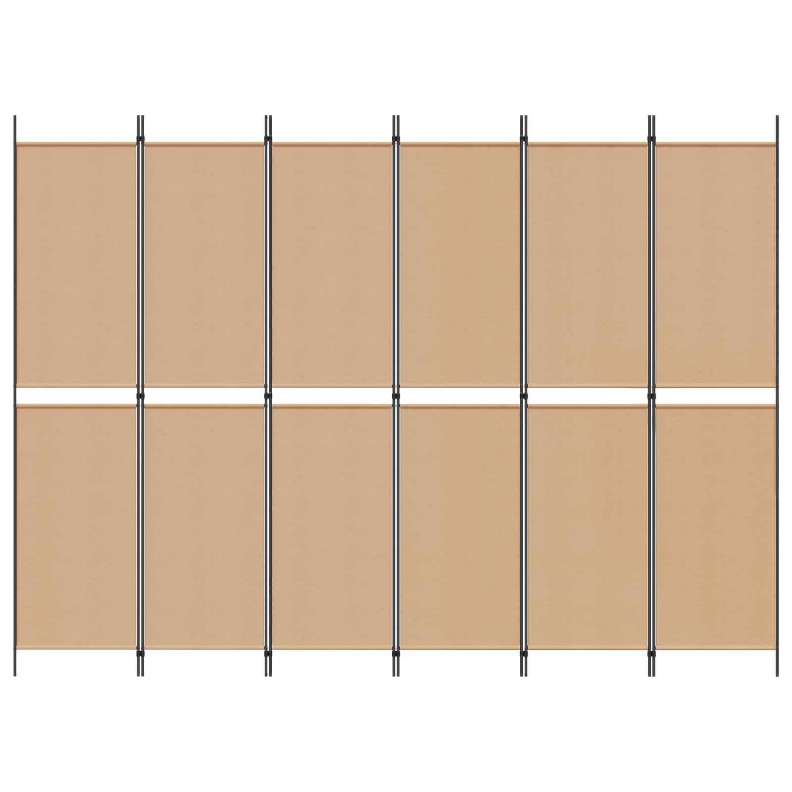 6-teiliger Raumtrenner Beige 300 x 220 cm Stoff