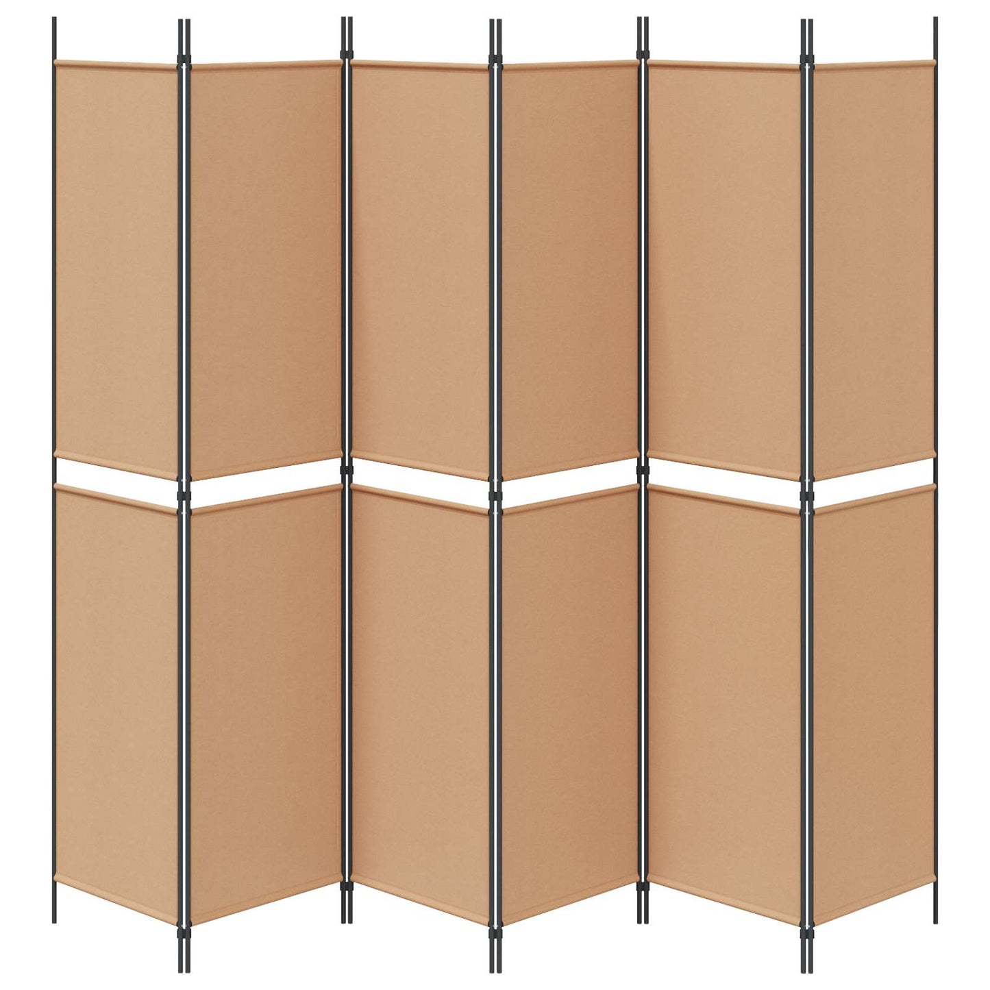 6-teiliger Raumtrenner Beige 300 x 220 cm Stoff