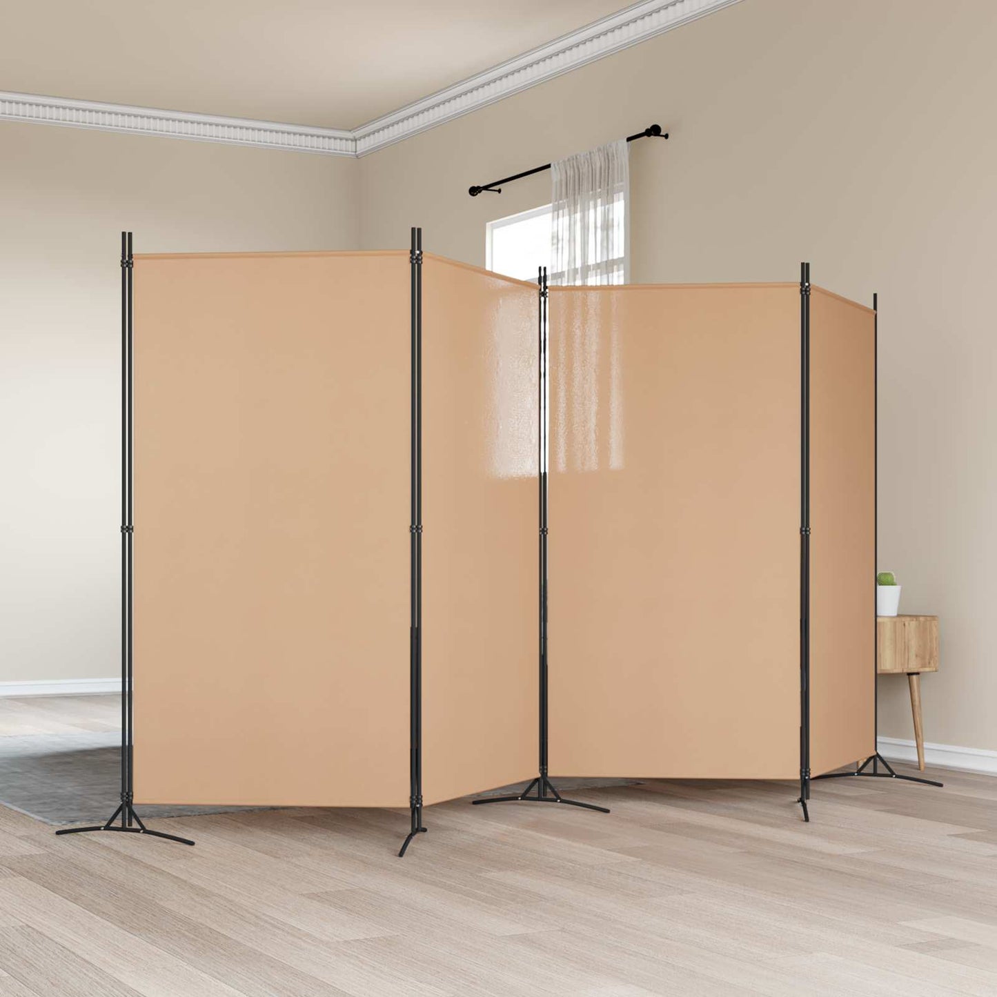 4-teiliger Raumteiler Beige 346 x 180 cm Stoff