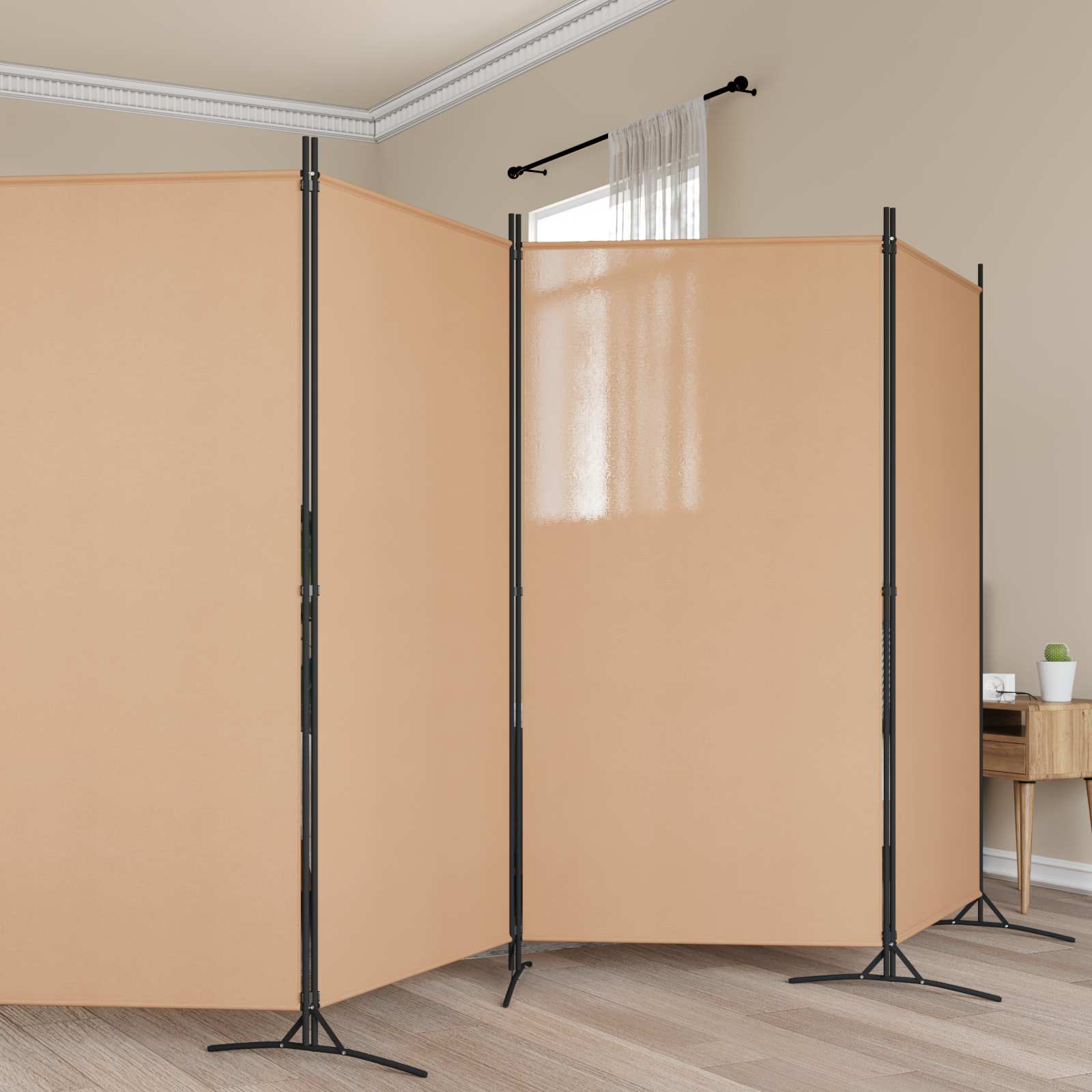 5-teiliger Raumteiler Beige 433 x 180 cm Stoff
