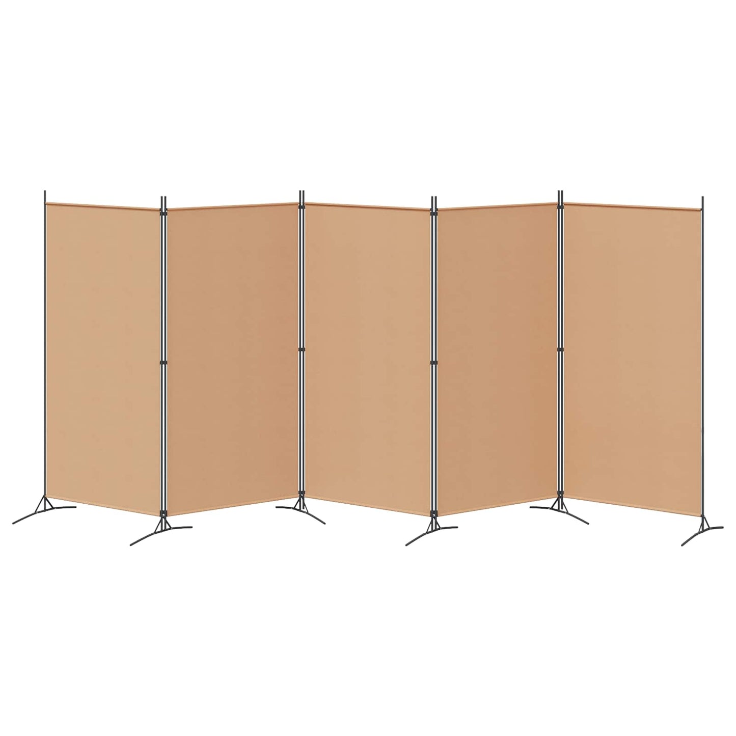 5-teiliger Raumteiler Beige 433 x 180 cm Stoff