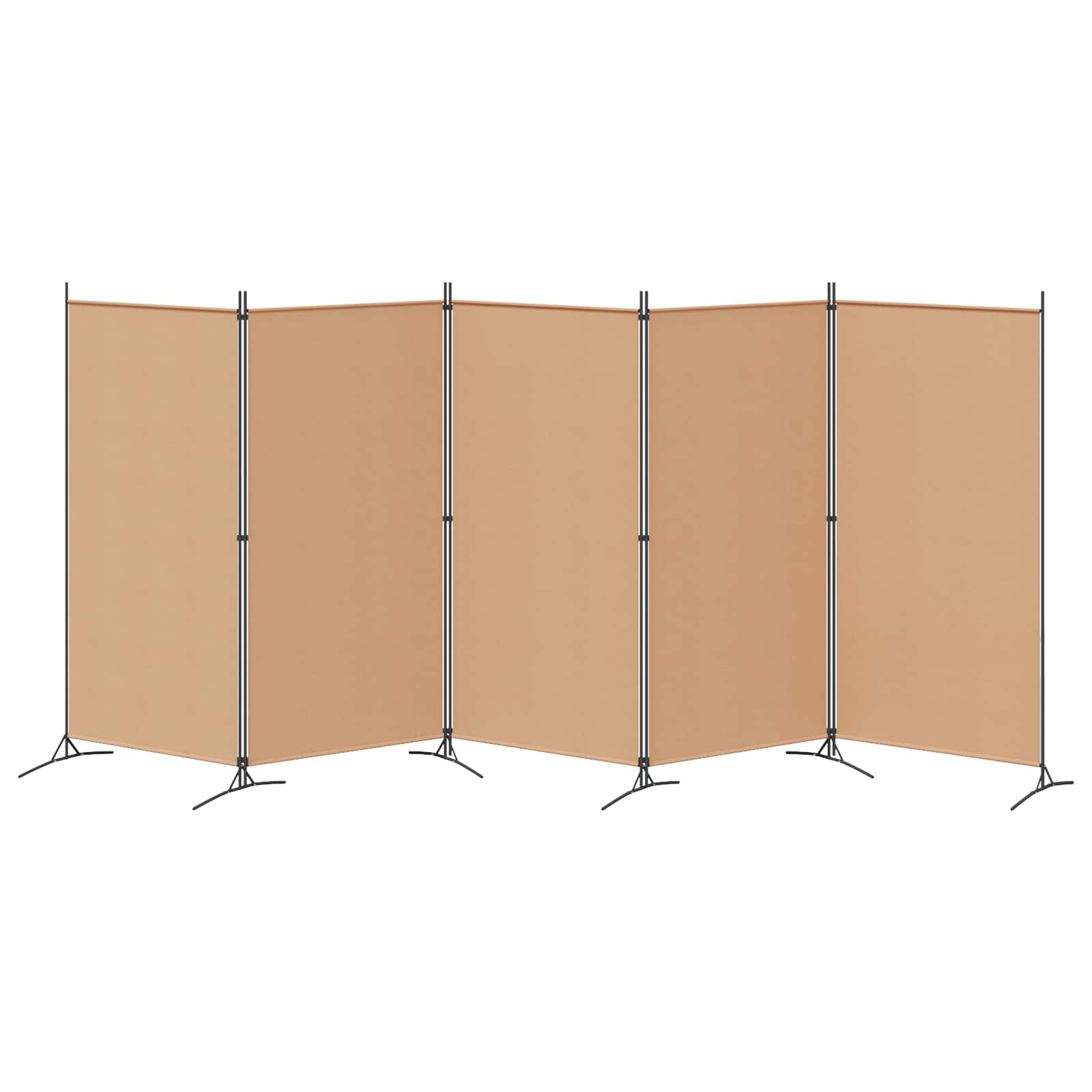 5-teiliger Raumteiler Beige 433 x 180 cm Stoff