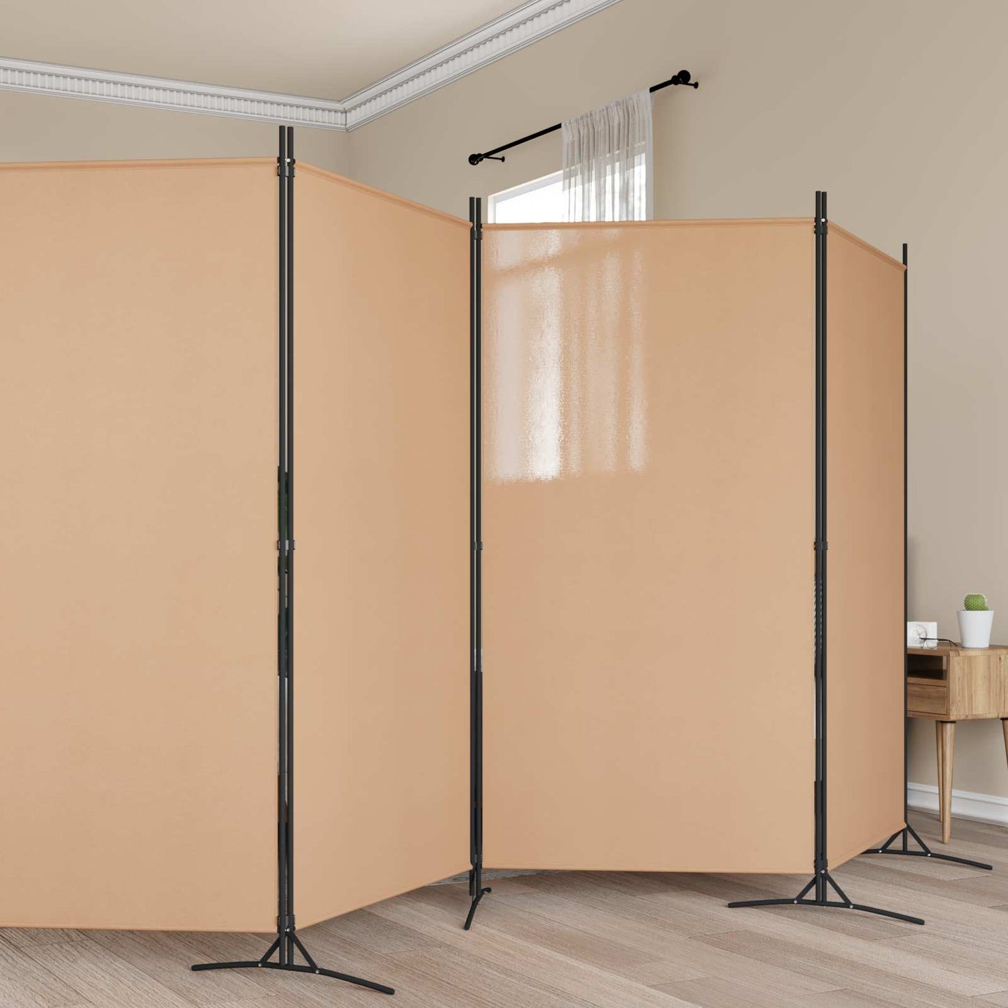 6-teiliger Raumtrenner Beige 520 x 180 cm Stoff