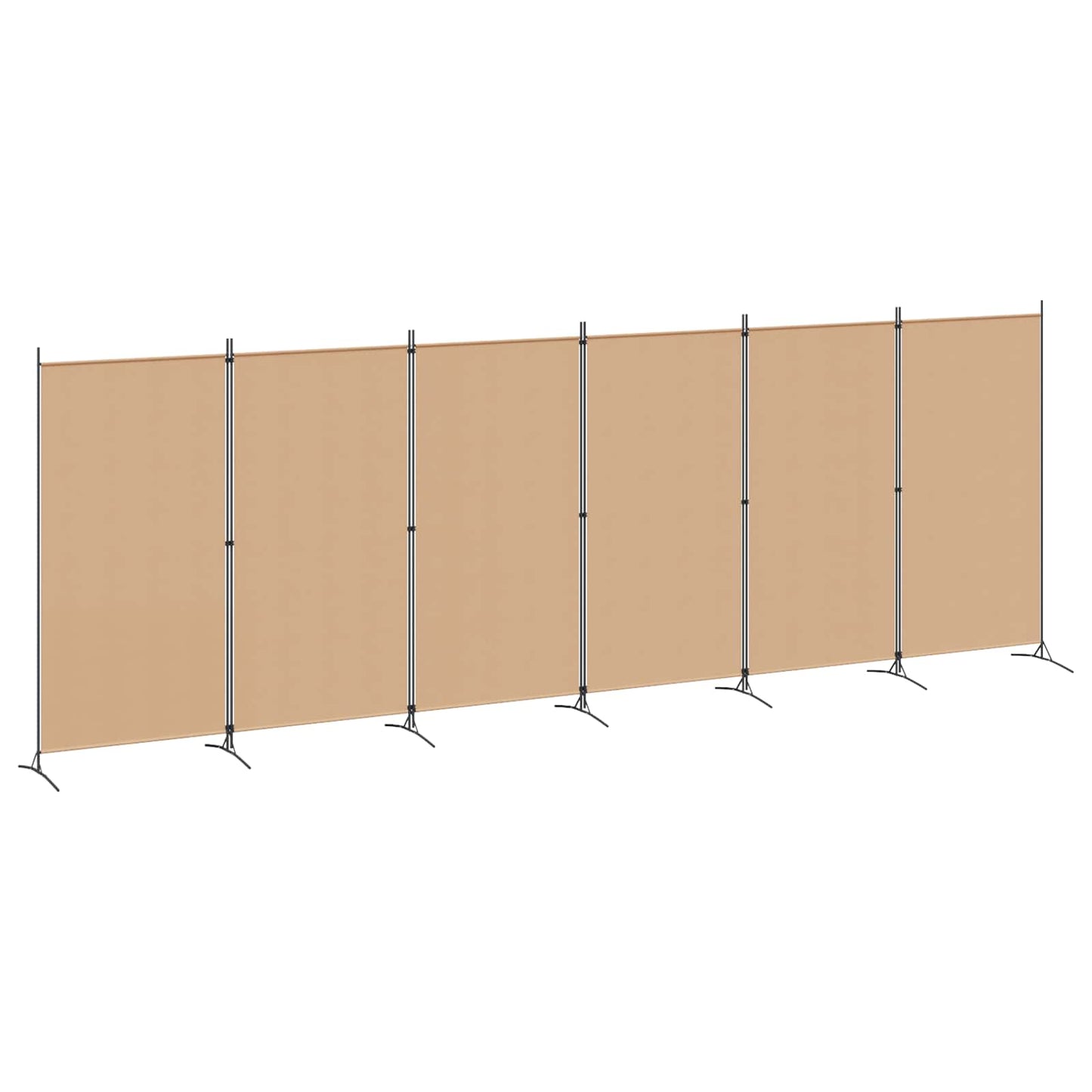 6-teiliger Raumtrenner Beige 520 x 180 cm Stoff