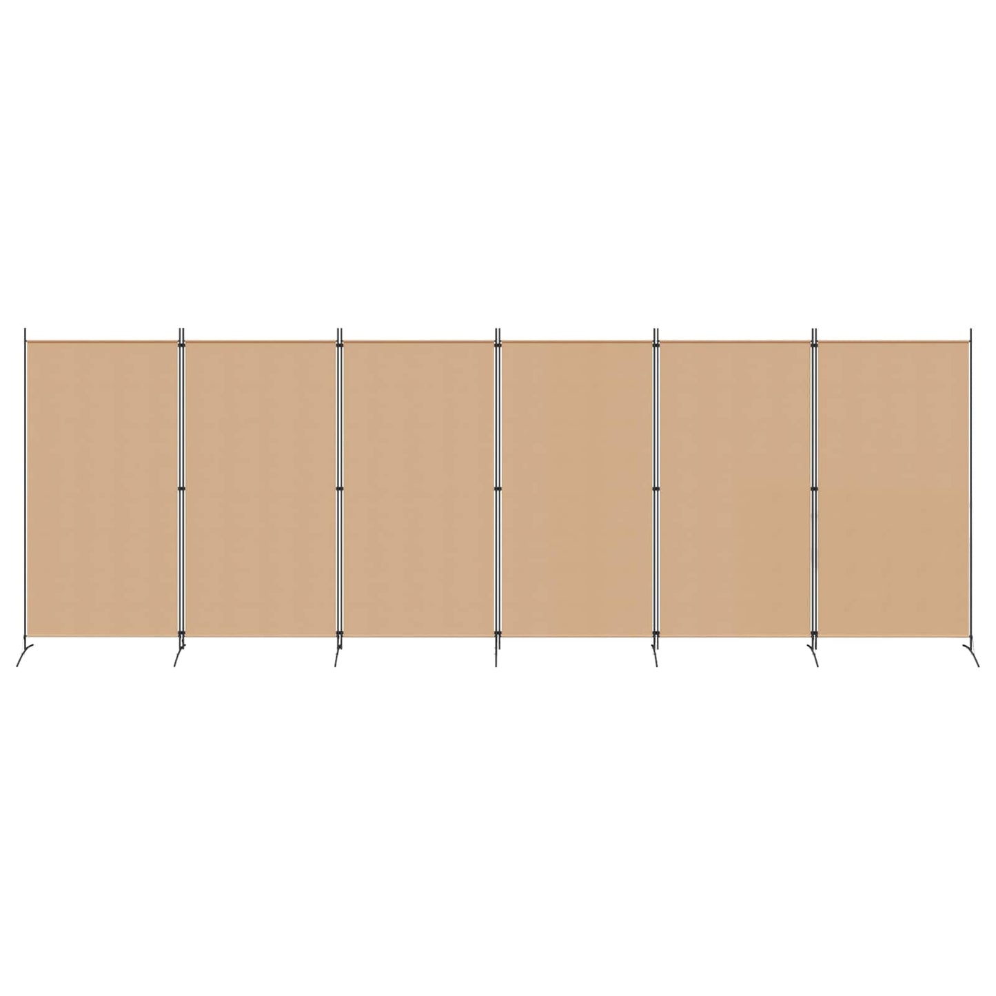 6-teiliger Raumtrenner Beige 520 x 180 cm Stoff