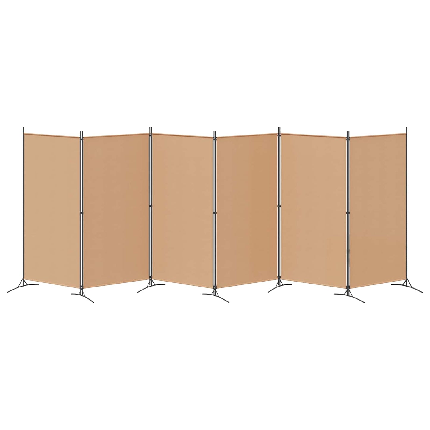 6-teiliger Raumtrenner Beige 520 x 180 cm Stoff