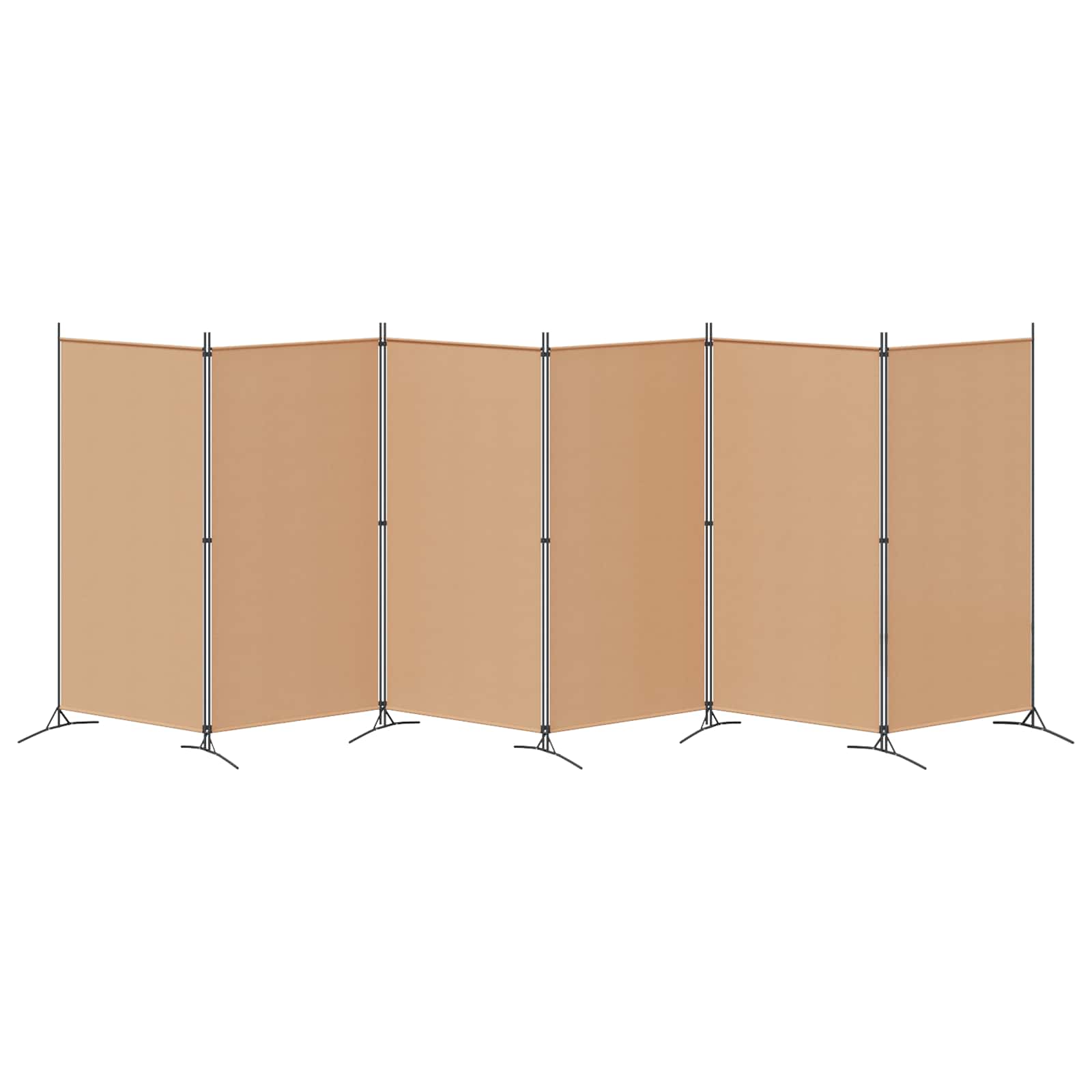 6-teiliger Raumtrenner Beige 520 x 180 cm Stoff