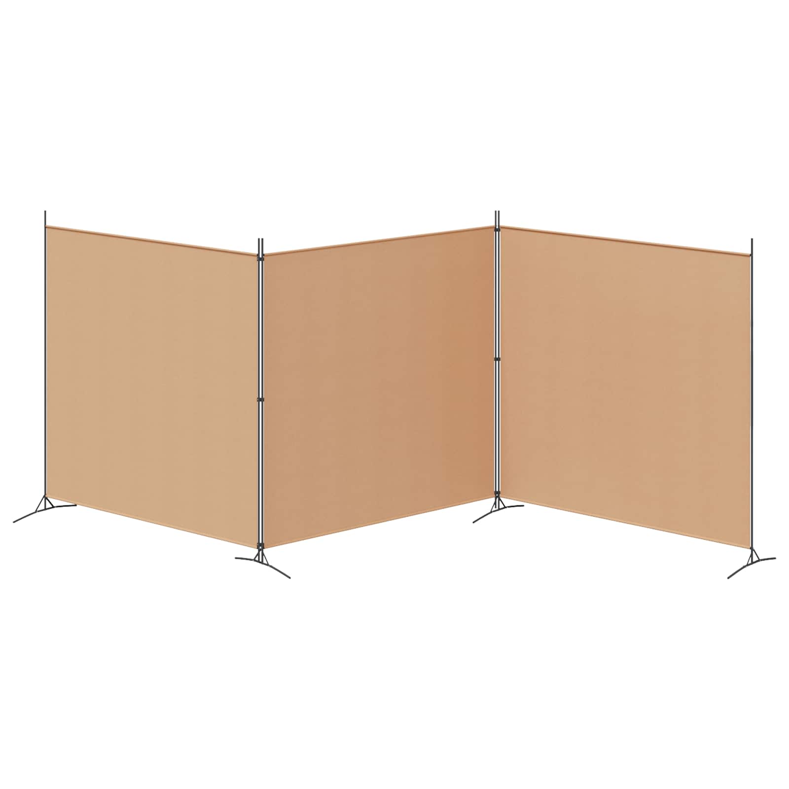 4-Panel Room Divider Beige 525 x 180 cm Stoff