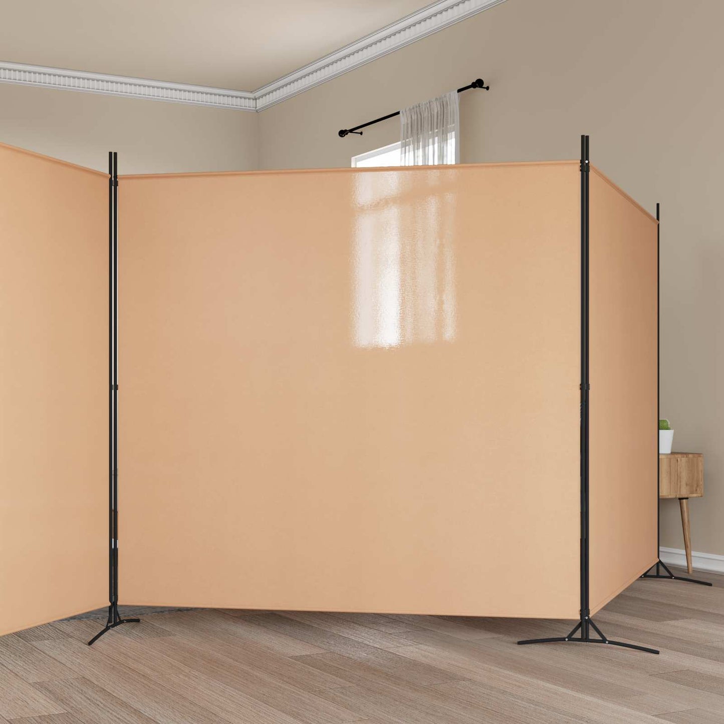 4-Panel Room Divider Beige 698 x 180 cm Stoff