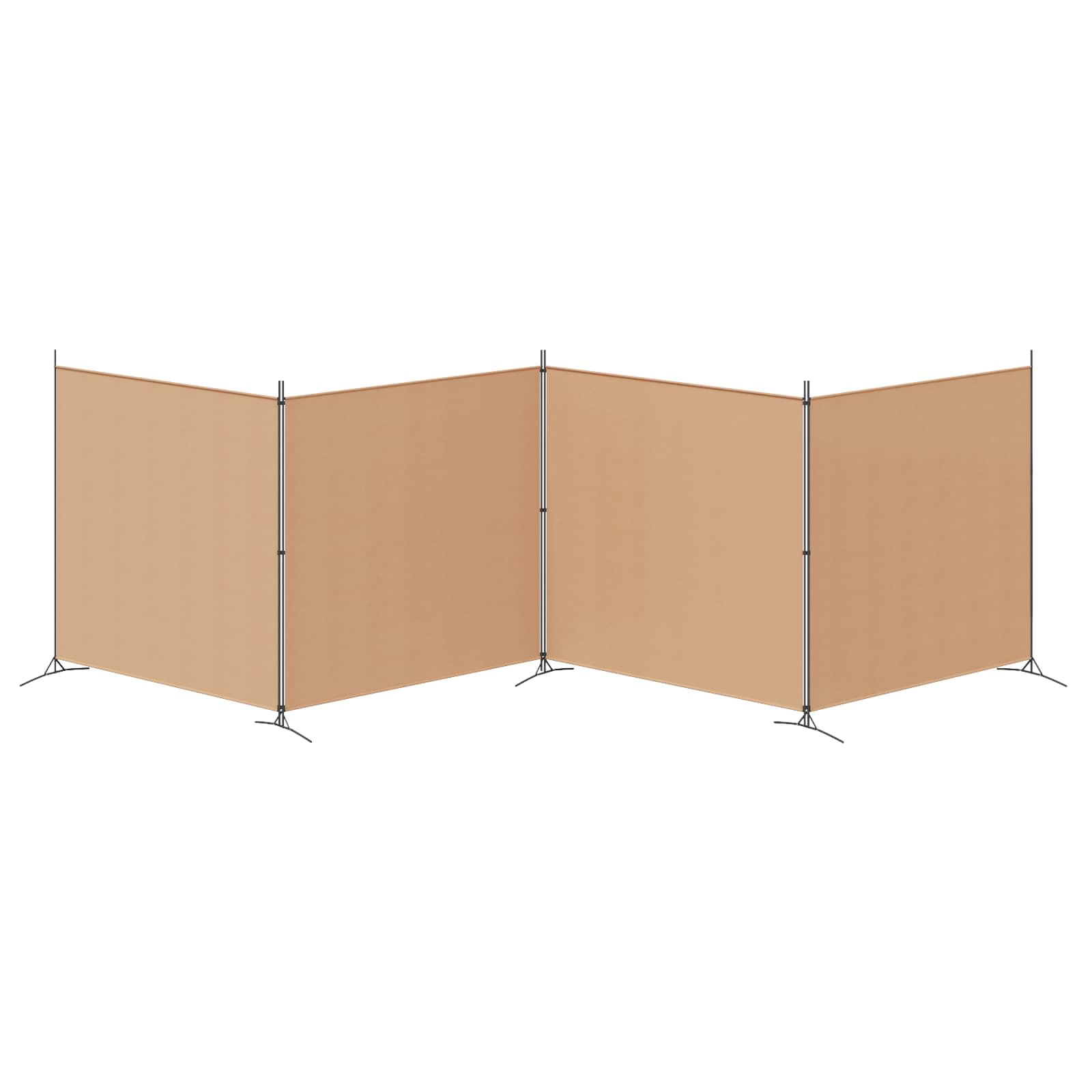 4-Panel Room Divider Beige 698 x 180 cm Stoff